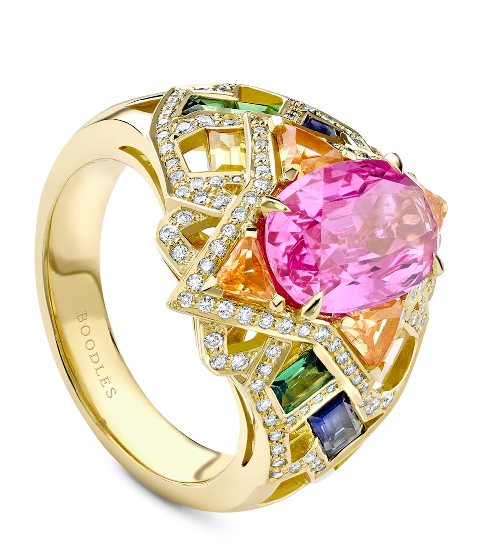 Yellow Gold, Diamond and Mixed Gemstone A Family Journey Barcelona Ring