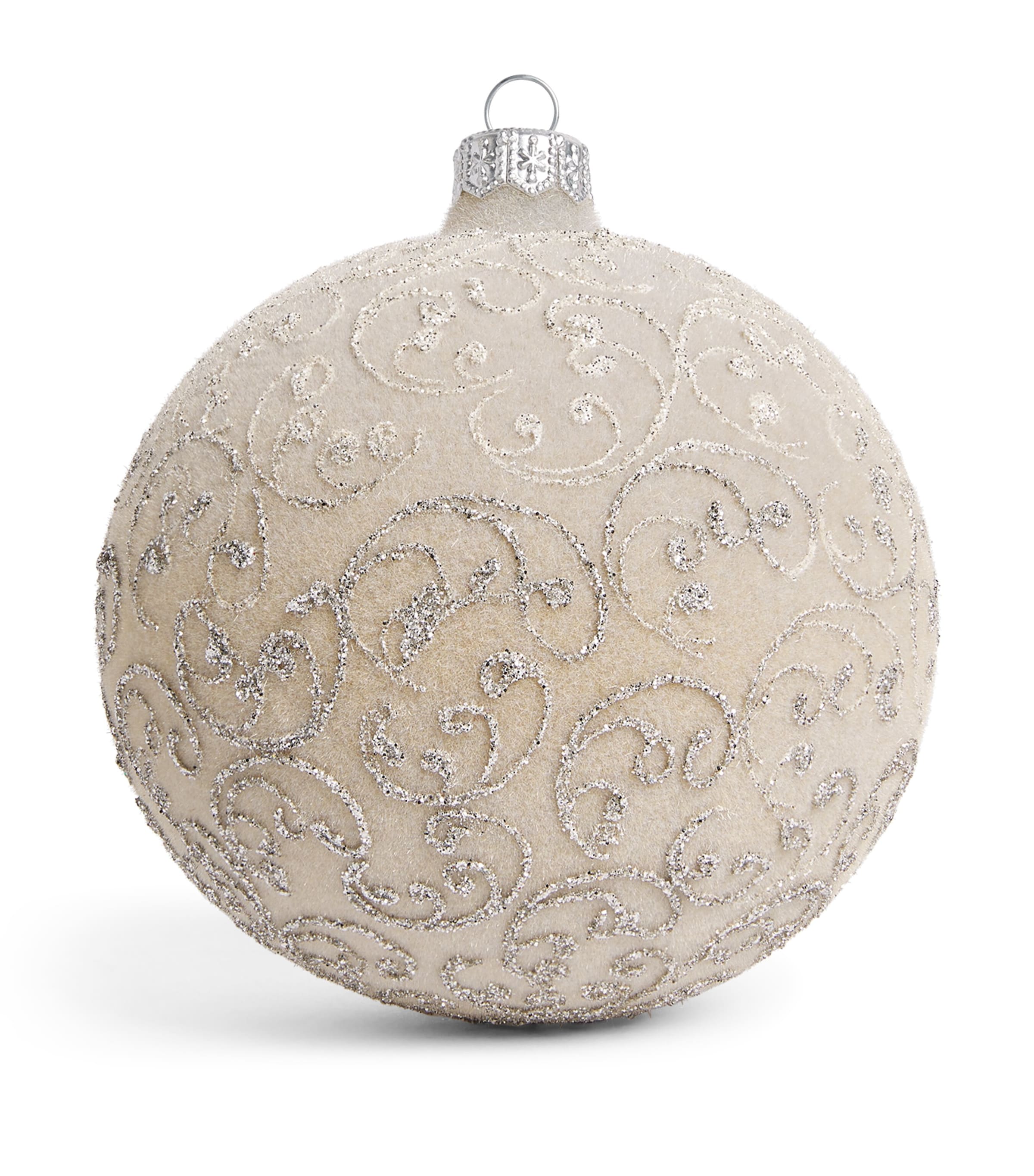 Harrods Velvet Swirl-Pattern Bauble Creamy Velvet