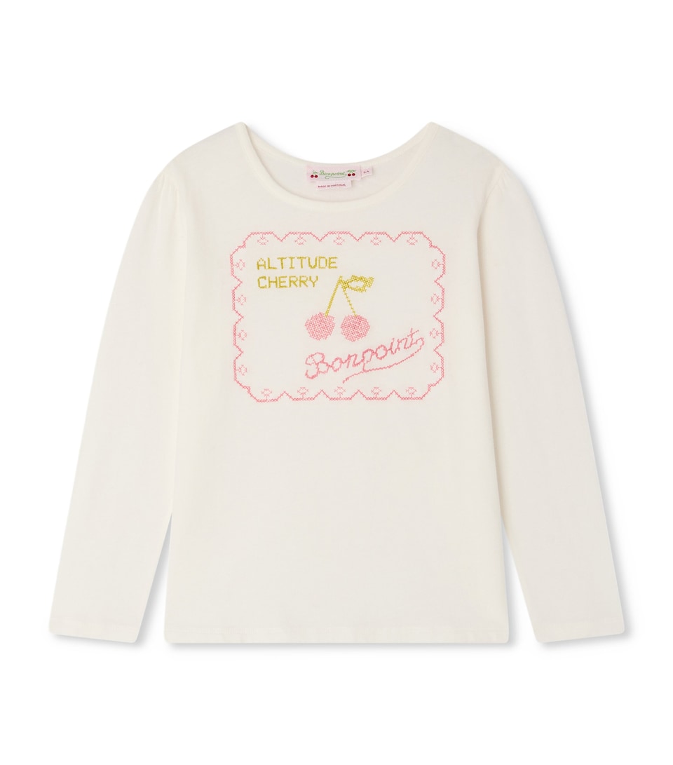 Bonpoint Cotton Embroidered Long-Sleeve T-Shirt (4-8 Years) Upb Blanc Lait
