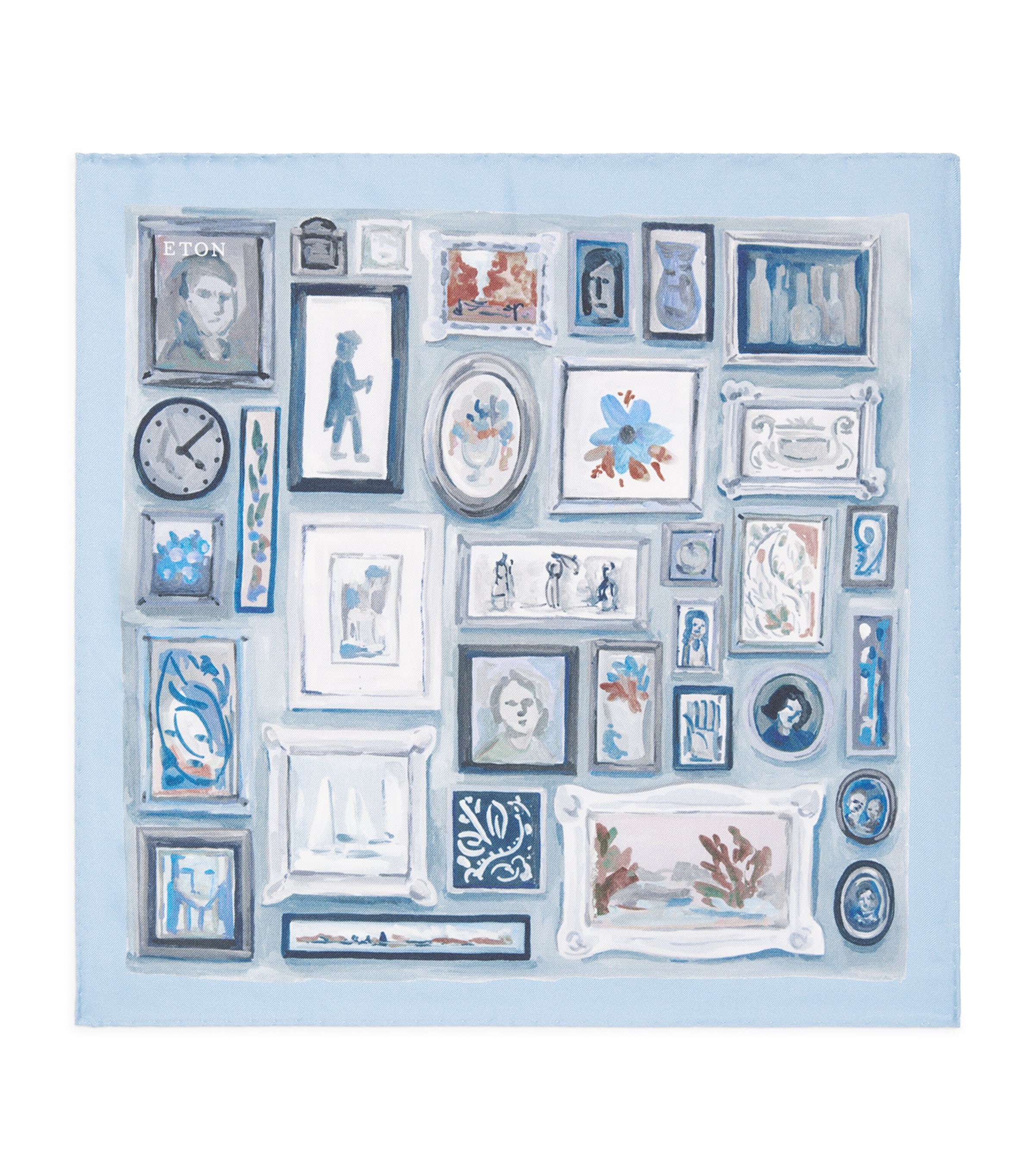 Eton Silk Portrait Pocket Square Blue