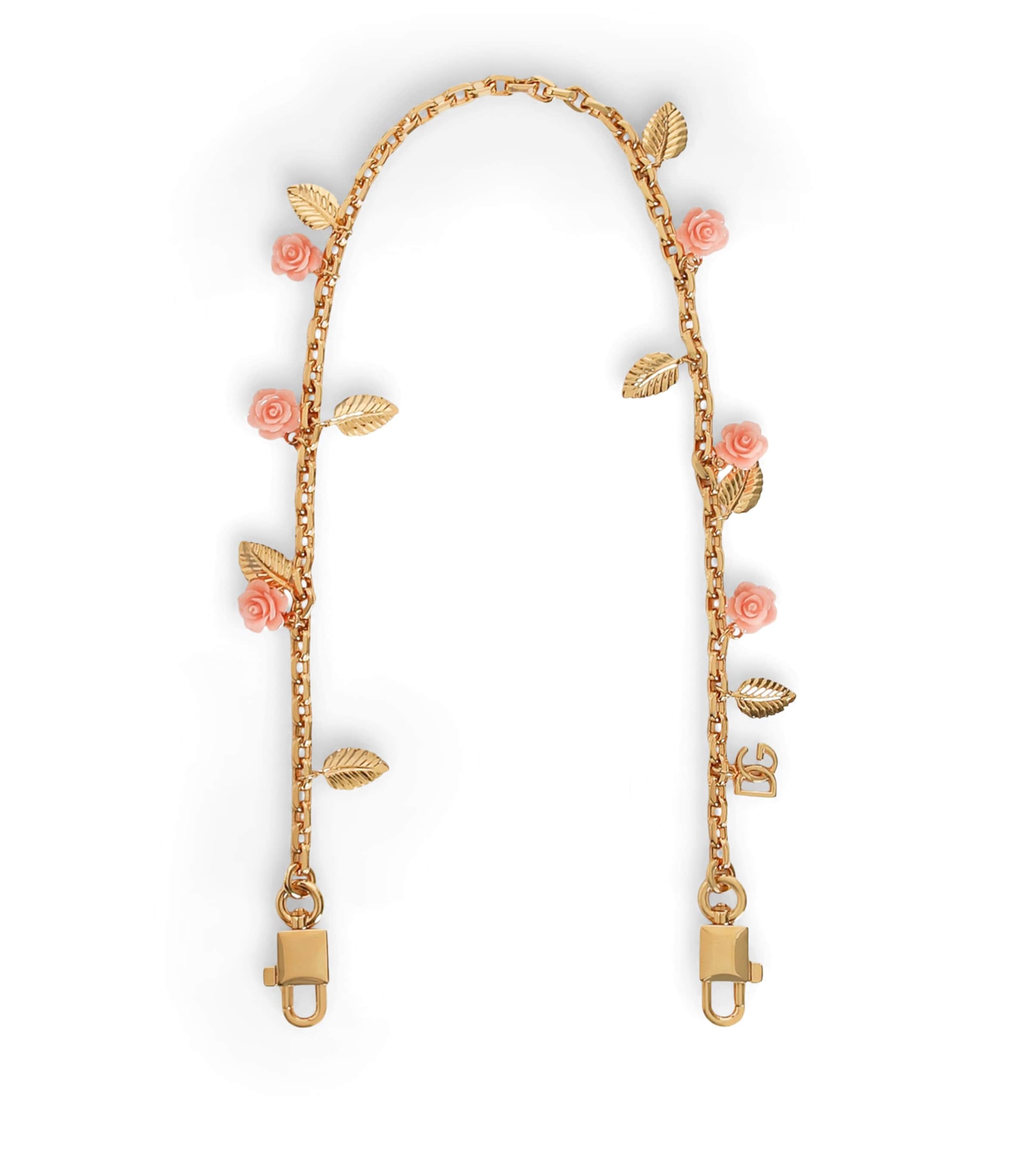 Dolce&Gabbana Floral Chain Bag Strap Ottone/rosa