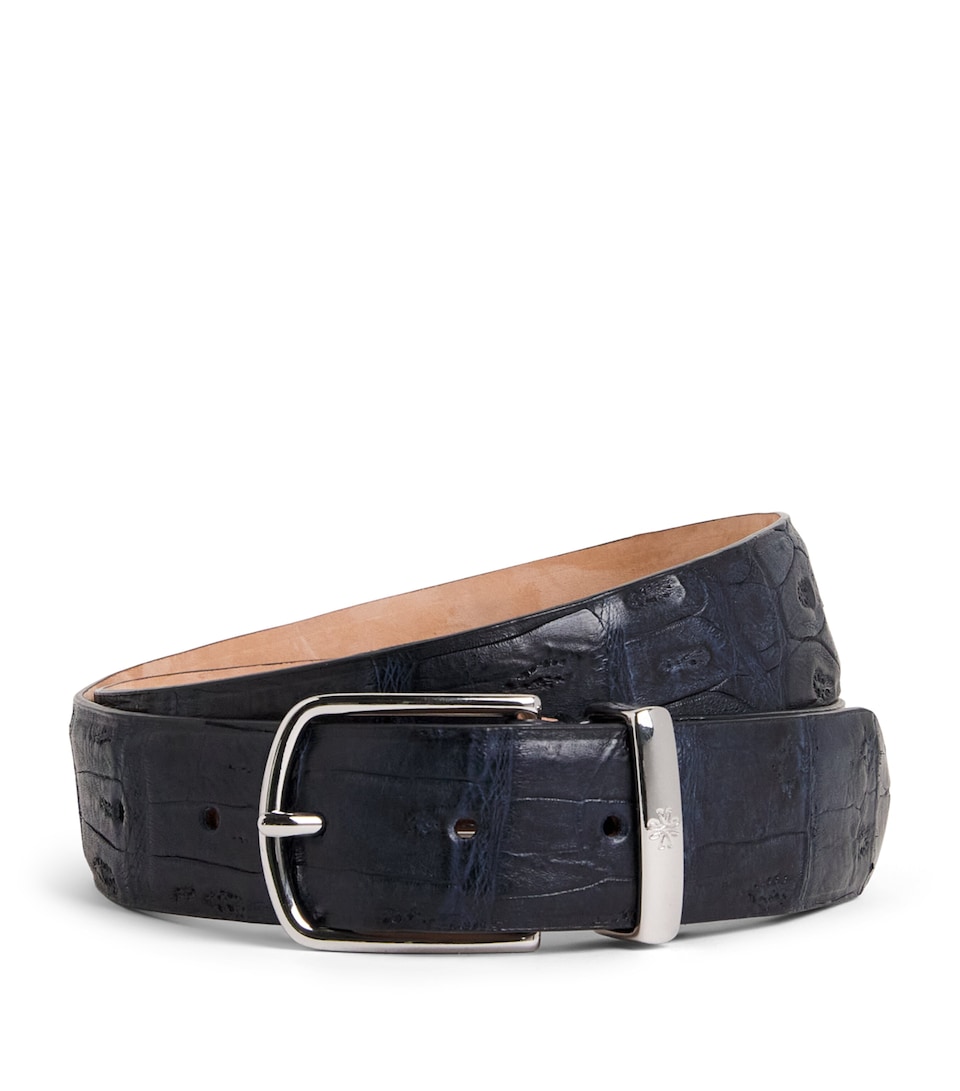JACOB COHËN Crocodile Leather Belt Navy