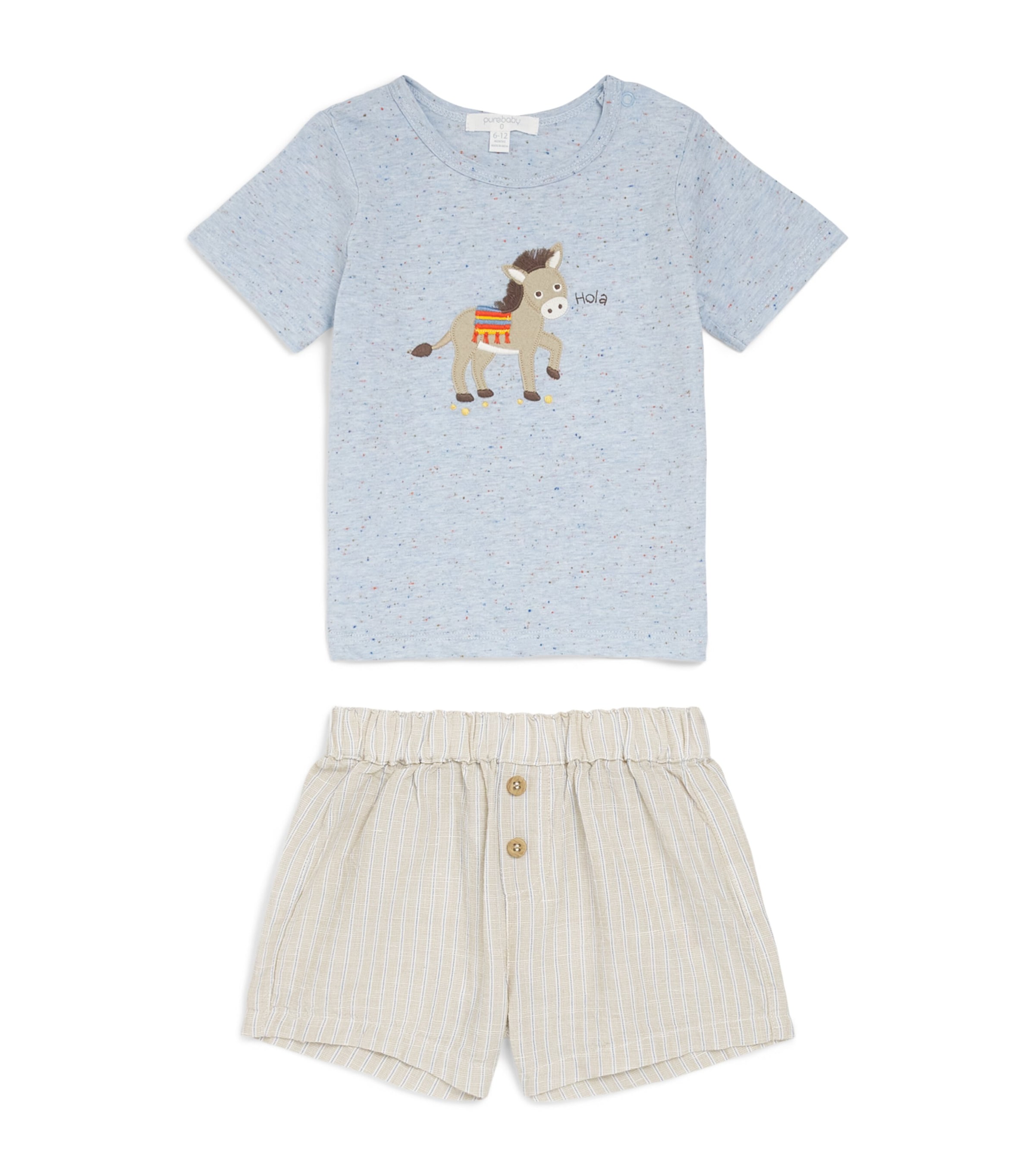 Purebaby Organic Cotton-Linen T-Shirt and Shorts Set (0-12 Months) Tacst