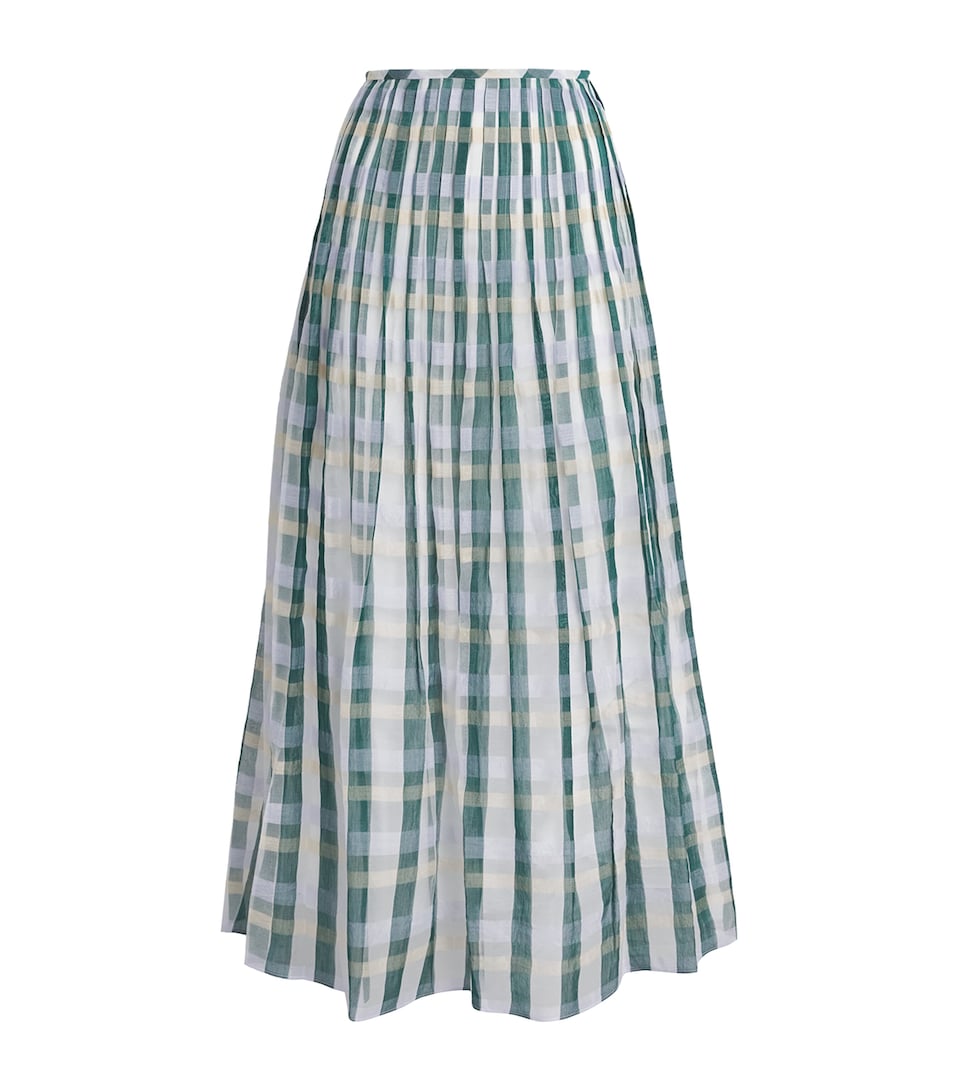 Lafayette 148 Womens Cotton-Silk Pintuck Maxi Skirt Grsmu Grass Multi