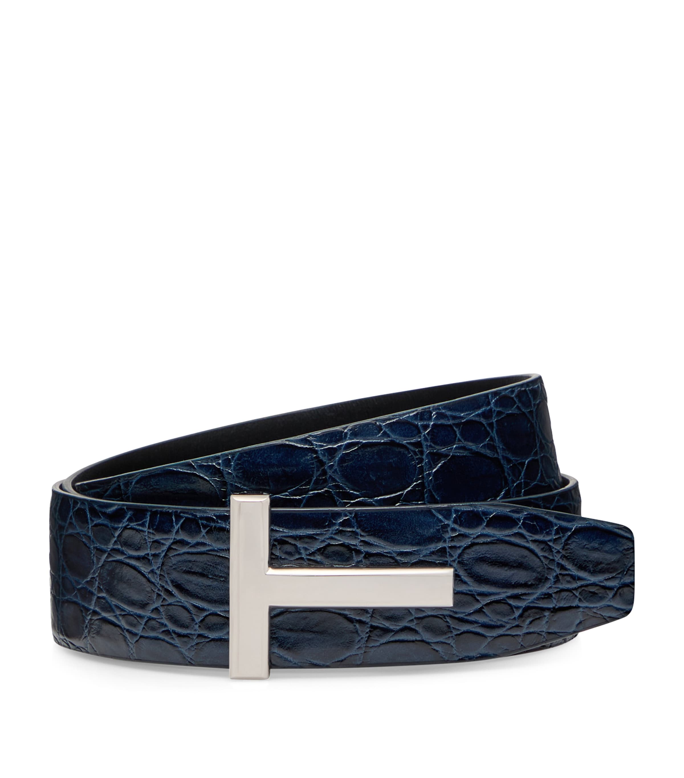 Leather Reversible T Icon Belt