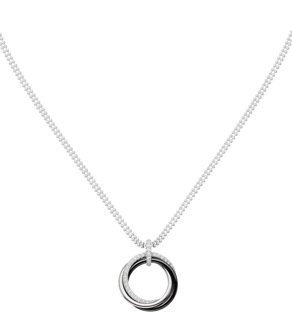 White Gold, Black Ceramic and Diamond Trinity Necklace
