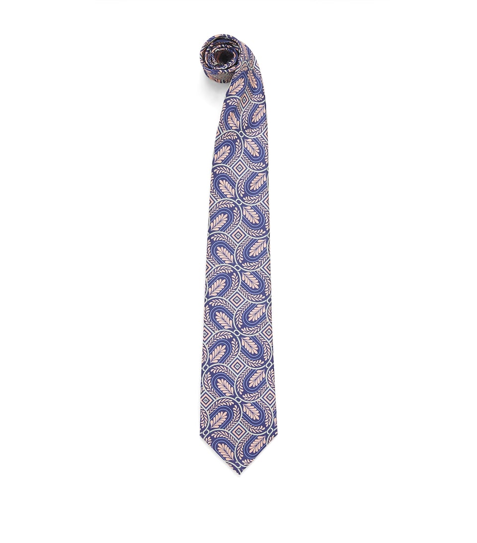 Drôle de Monsieur Silk Printed Caesar Tie Navy