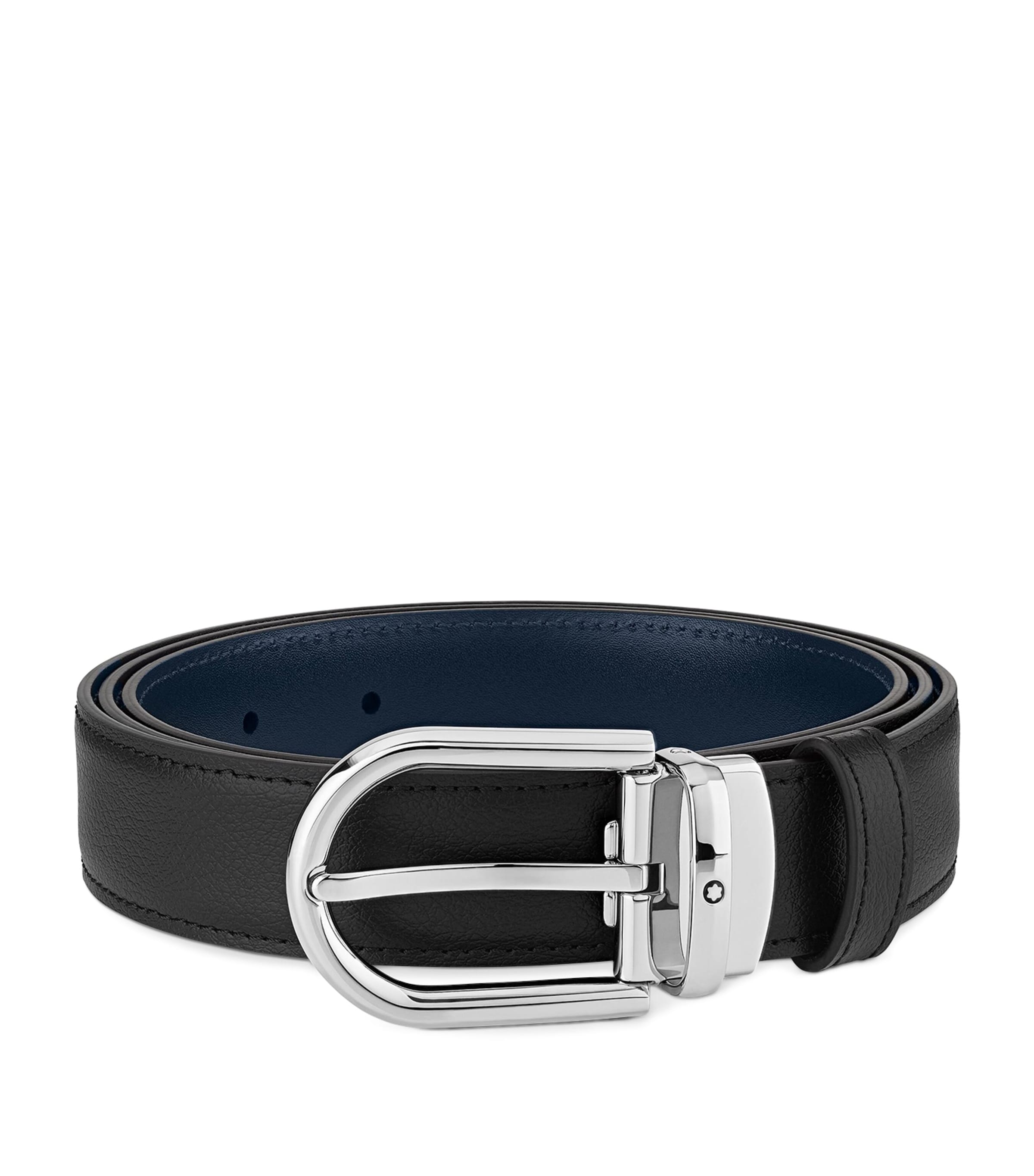 Montblanc Leather Reversible Horseshoe Belt Black/brown
