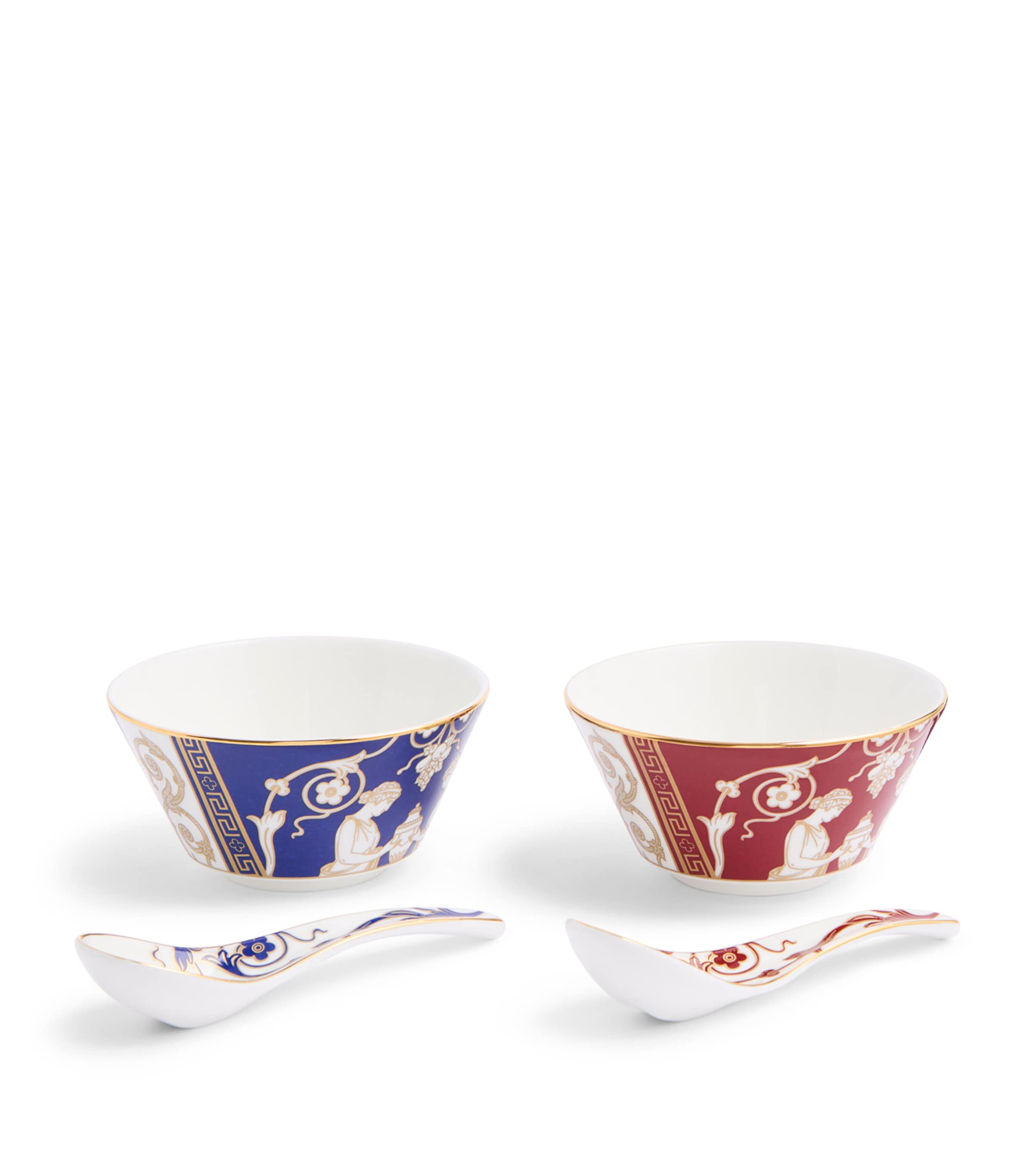 Set of 2 Renaissance Soup Bowls and Spoons