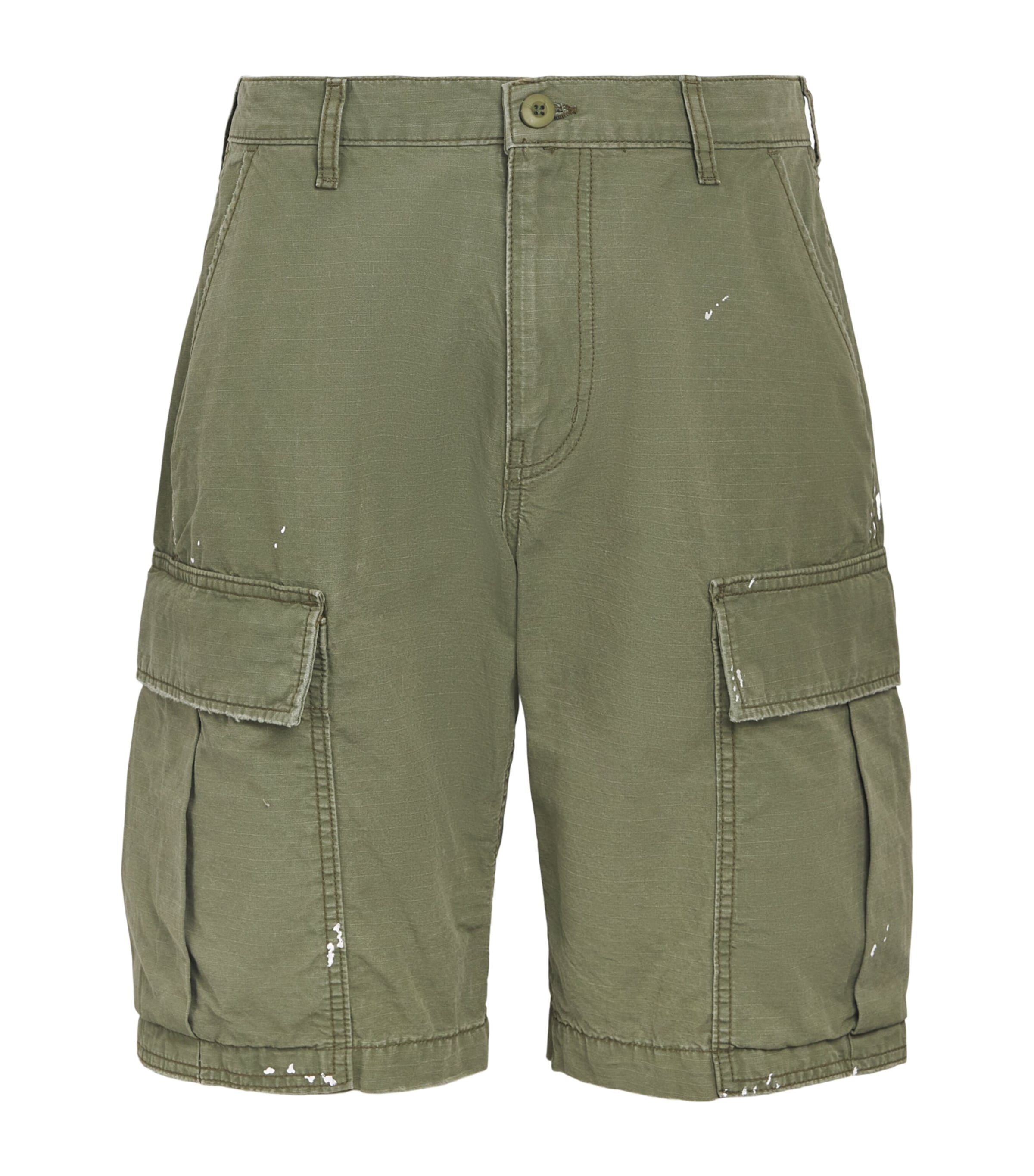 Cherry Los Angeles Mens Cotton Paint Splatter Cargo Shorts Army Green