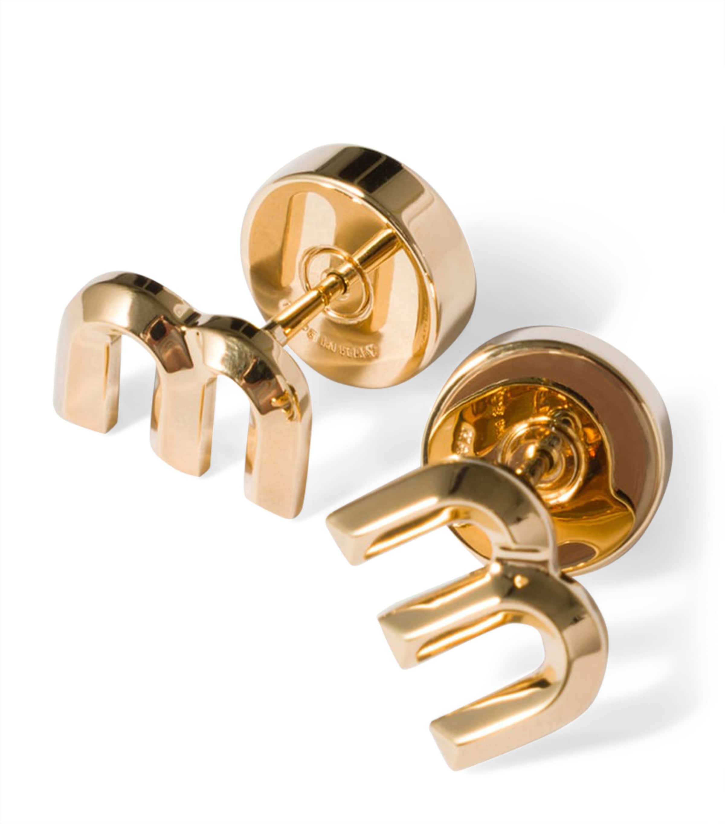 Miu Miu M Logo Stud Earrings Gold/silver
