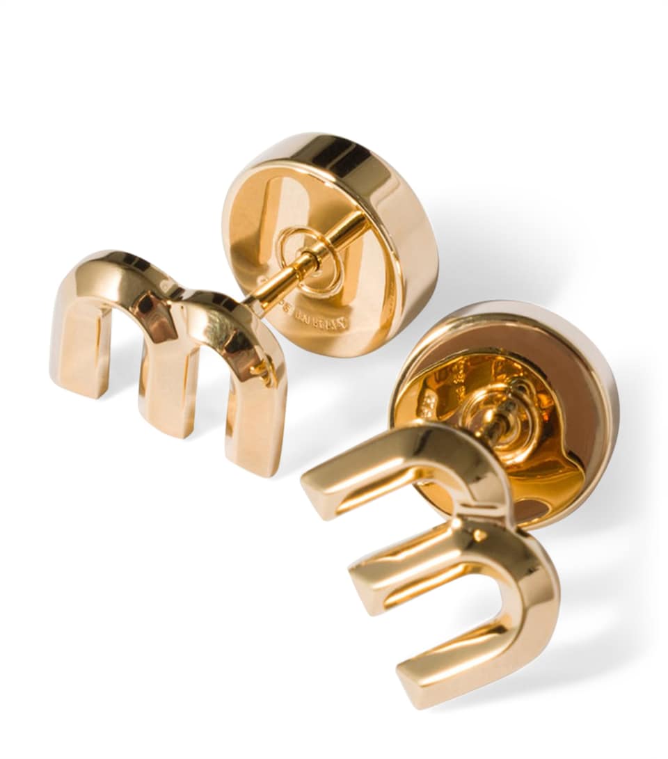 Miu Miu M Logo Stud Earrings Gold/silver