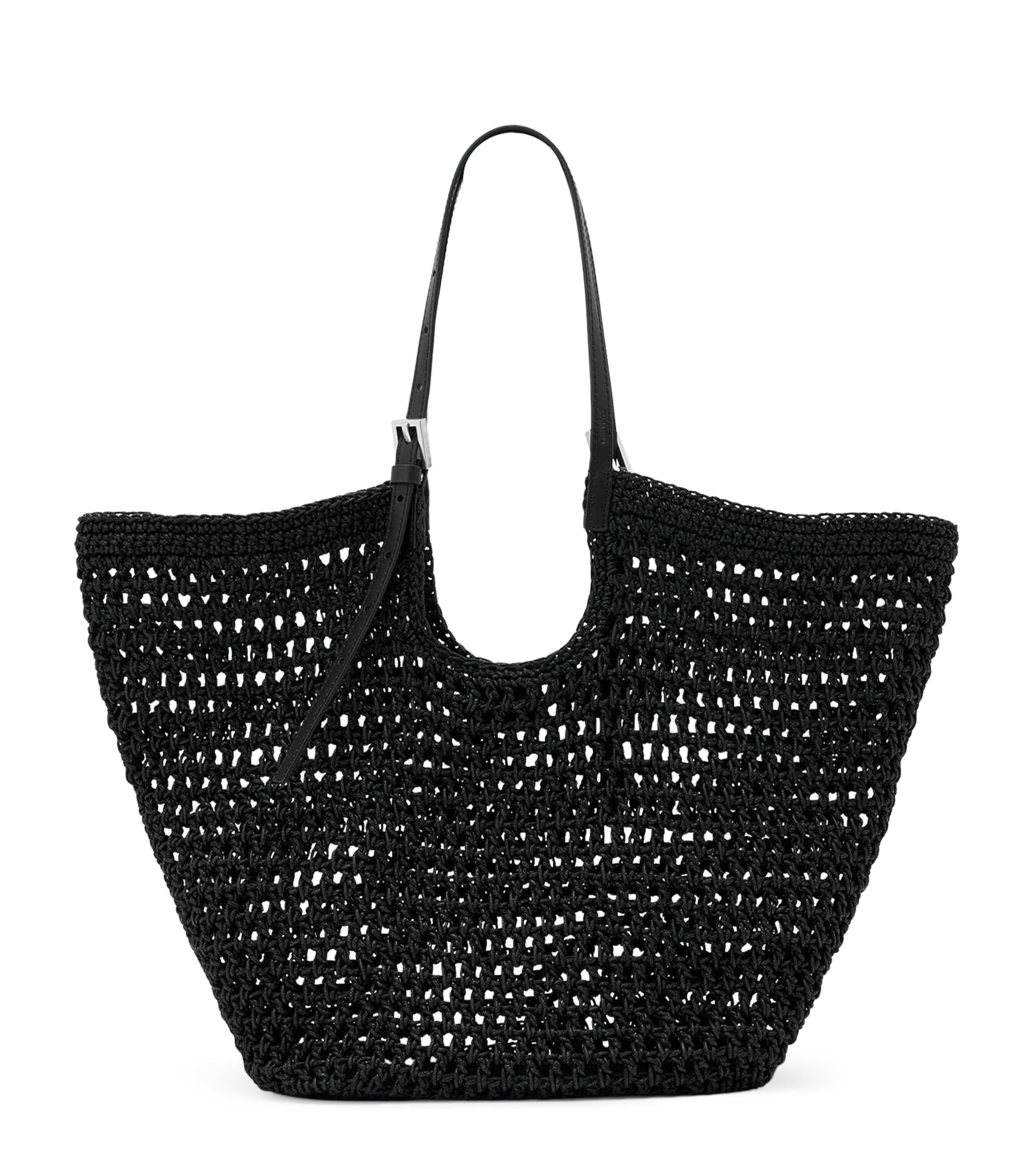 AllSaints Crochet Ara East-West Tote Bag Black