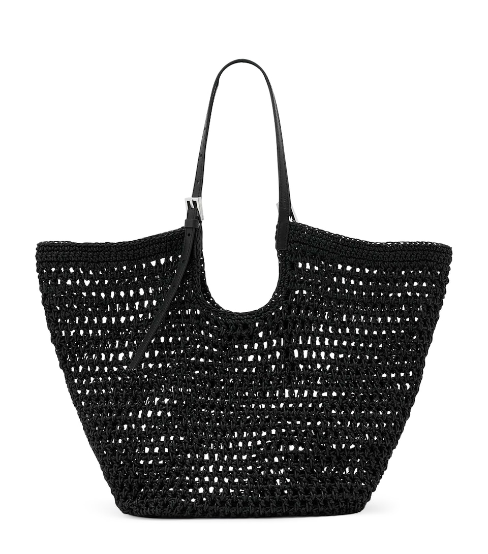 AllSaints Crochet Ara East-West Tote Bag Black