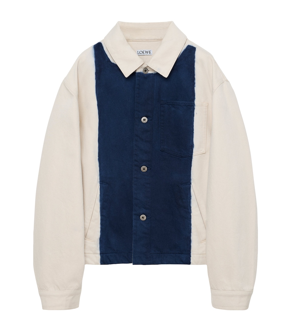 LOEWE Mens Two-Tone Denim Jacket Off White/blue