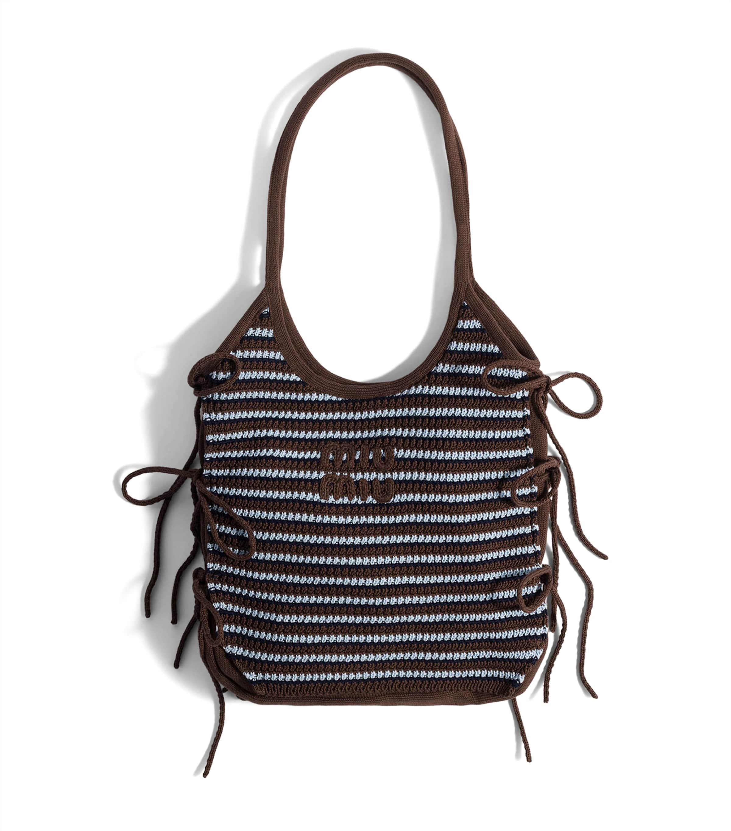 Miu Miu Crochet Ivy Tote Bag Brown