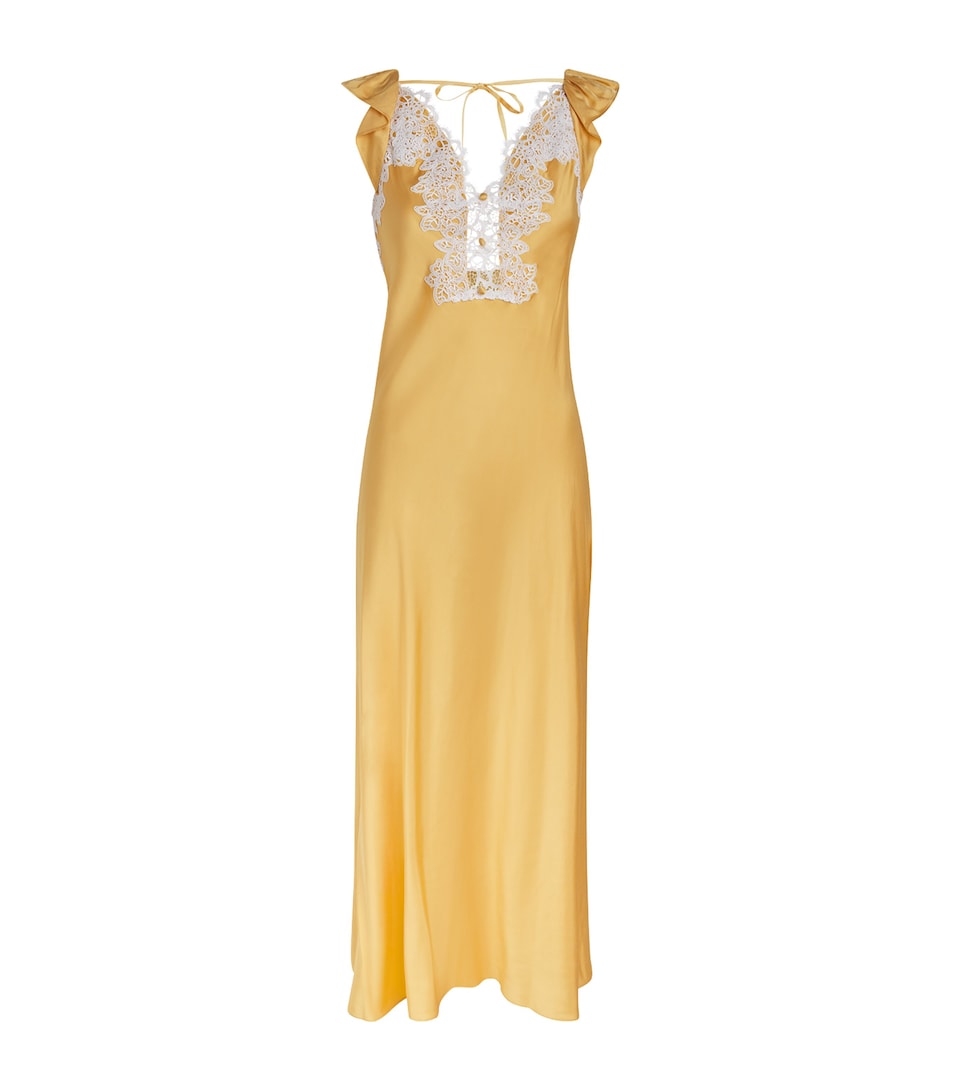 Claudie Pierlot Womens Satin Maxi Dress Sun Yellow