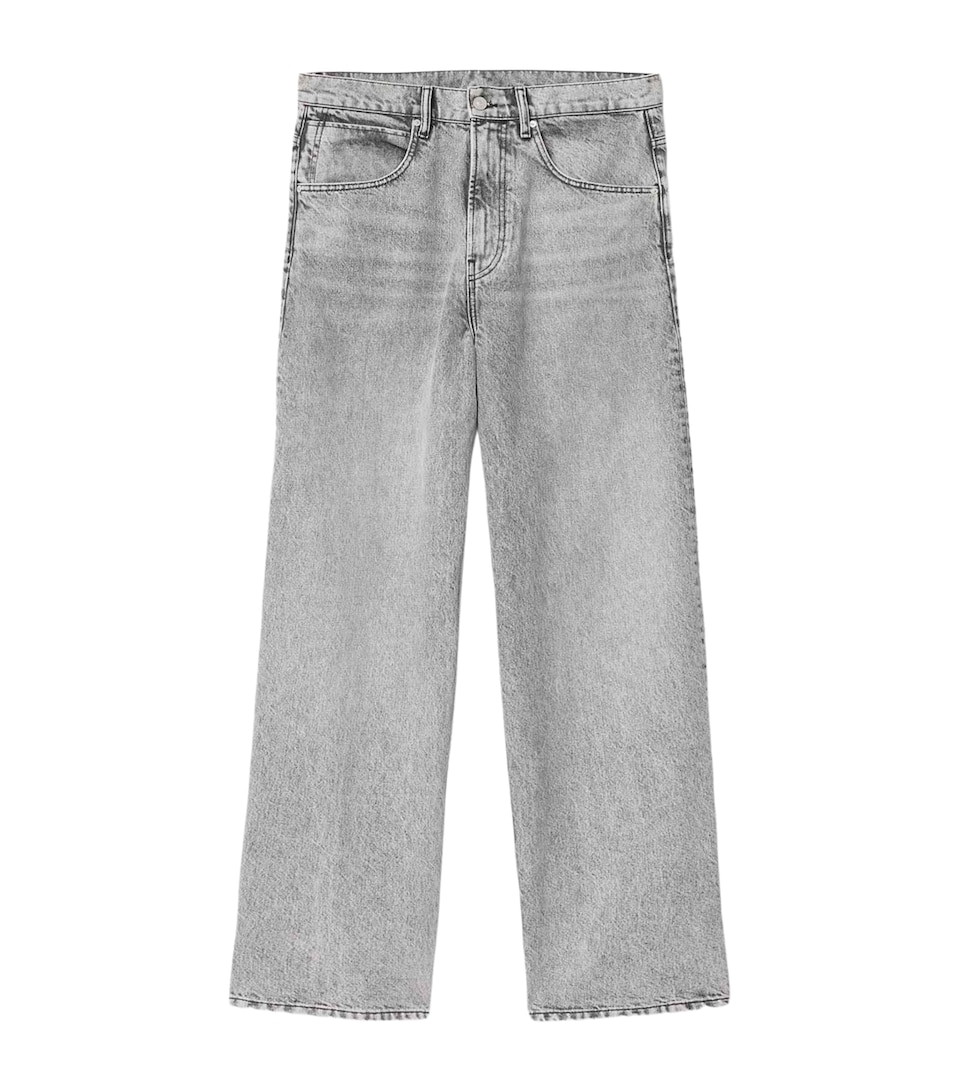 AllSaints Mens Rivet Slouch Tapered Jeans Washed Grey