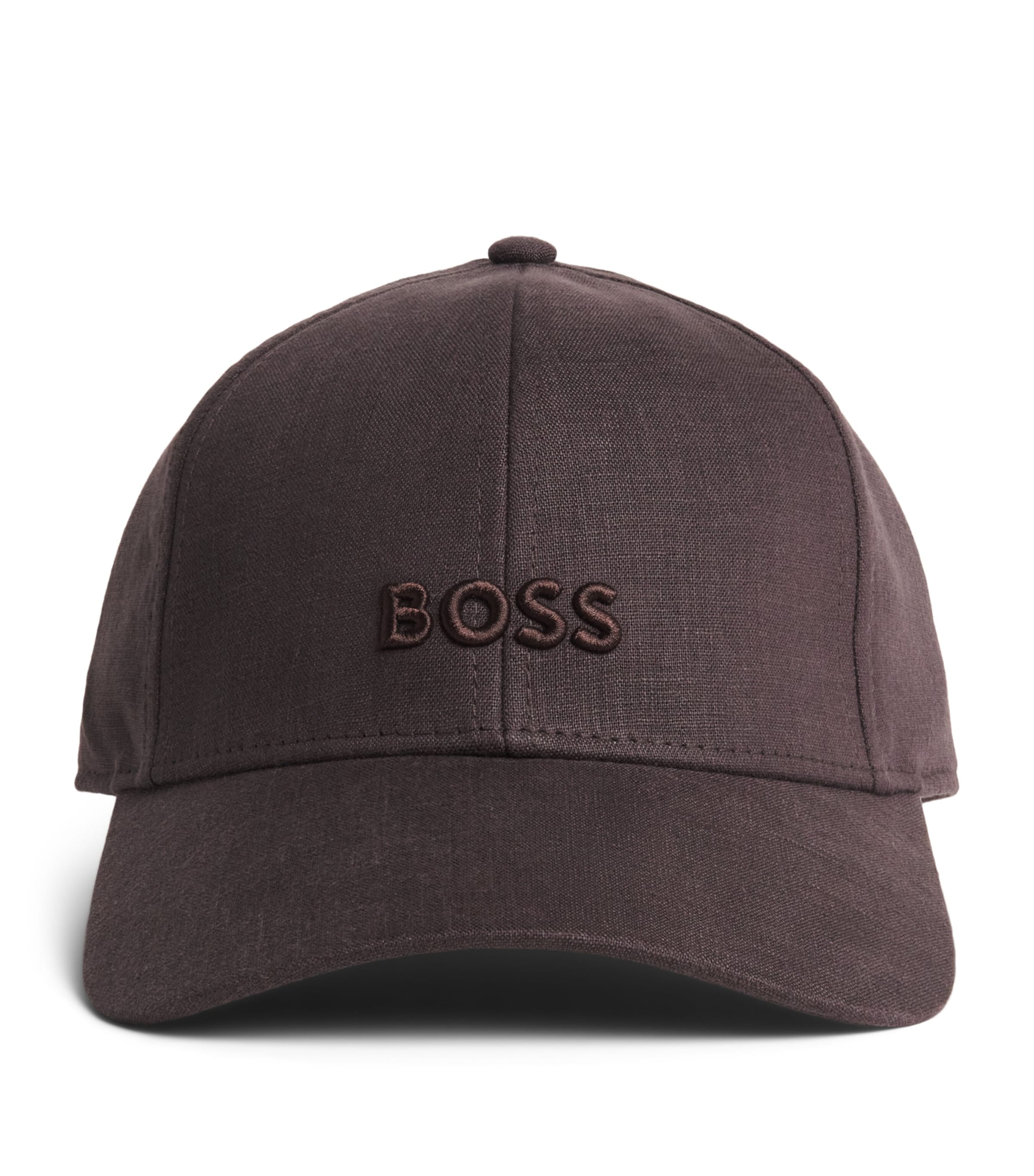 BOSS Linen Logo Cap Dark Brown