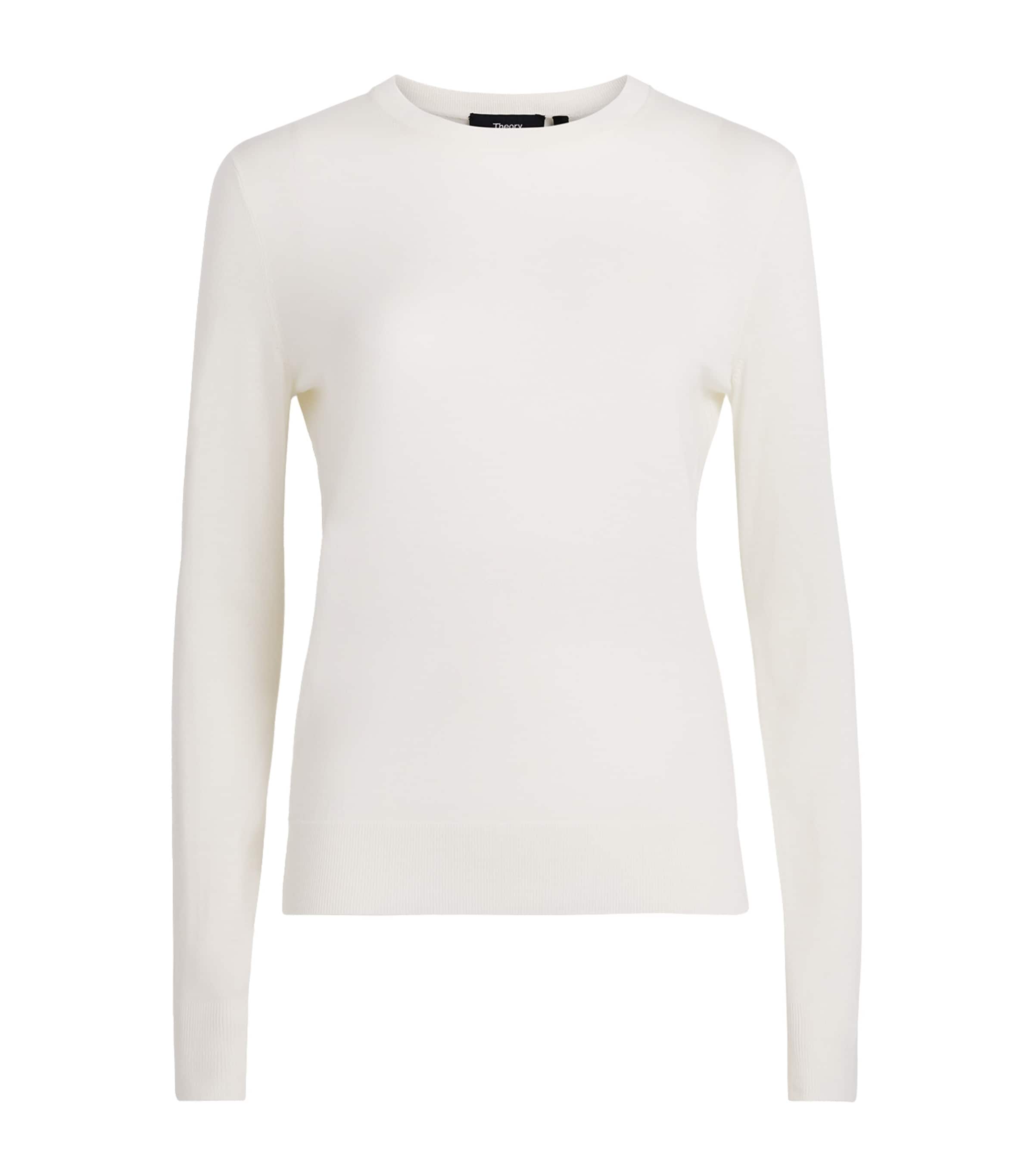 Theory Womens Wool Long-Sleeve T-Shirt New Ivory