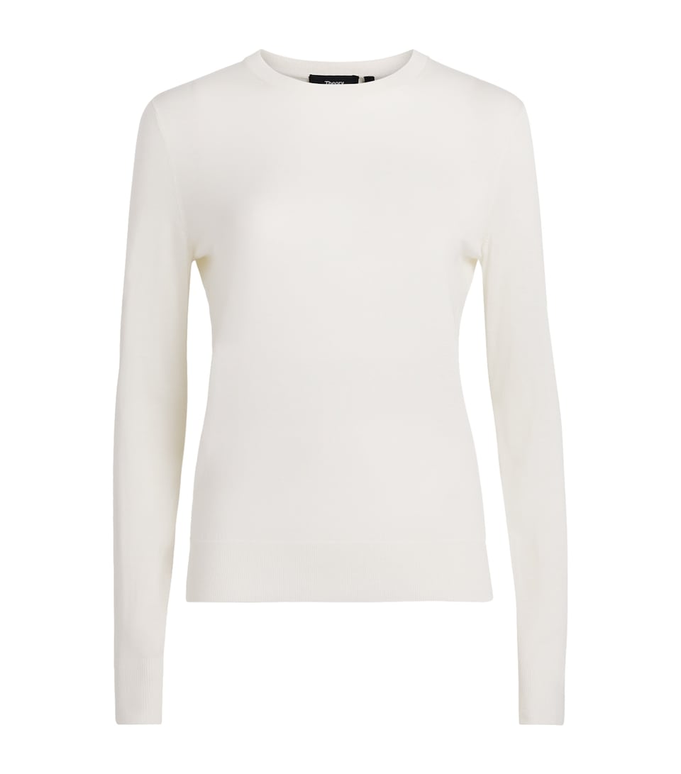 Theory Womens Wool Long-Sleeve T-Shirt New Ivory