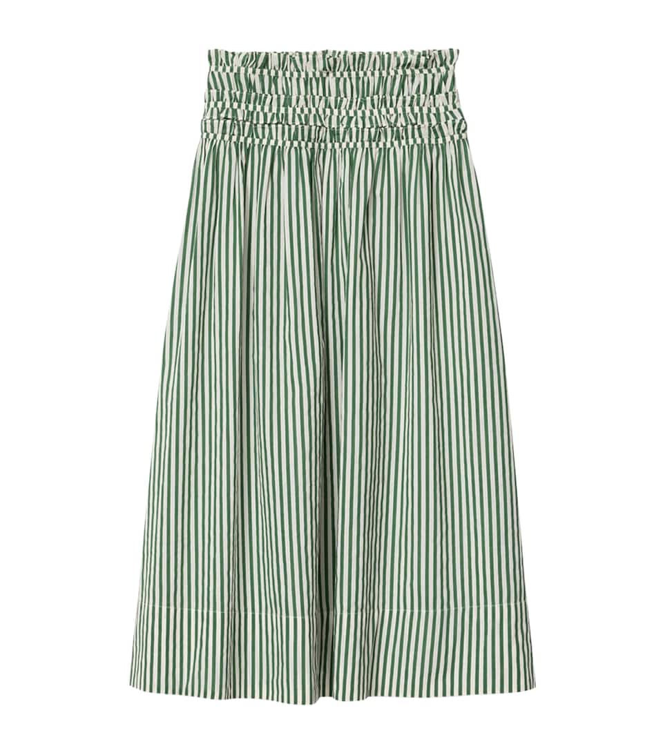 AllSaints Womens Organic Cotton Kali Maxi Skirt Apple Green/white