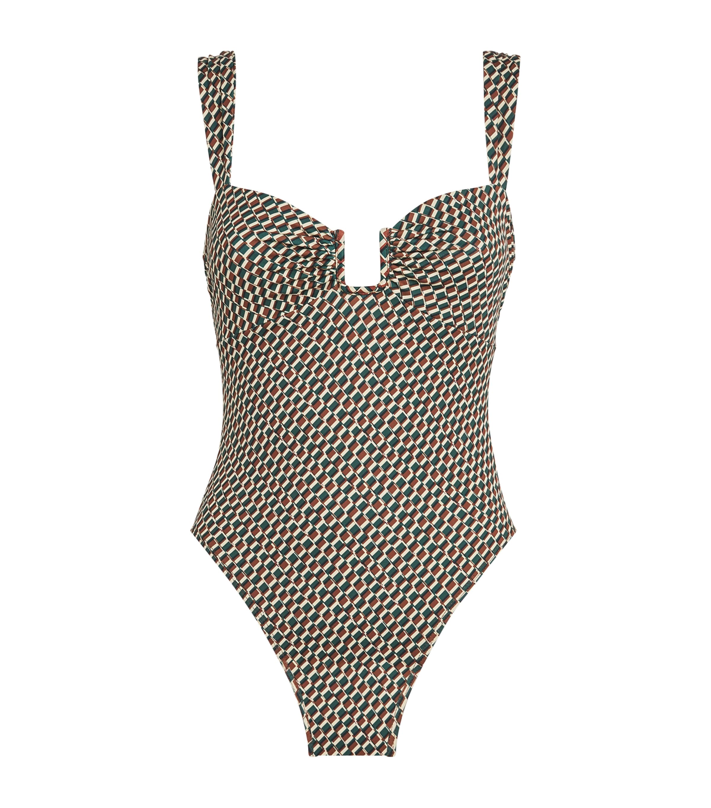 Geometric Print High-Leg Cannes Swimsuit