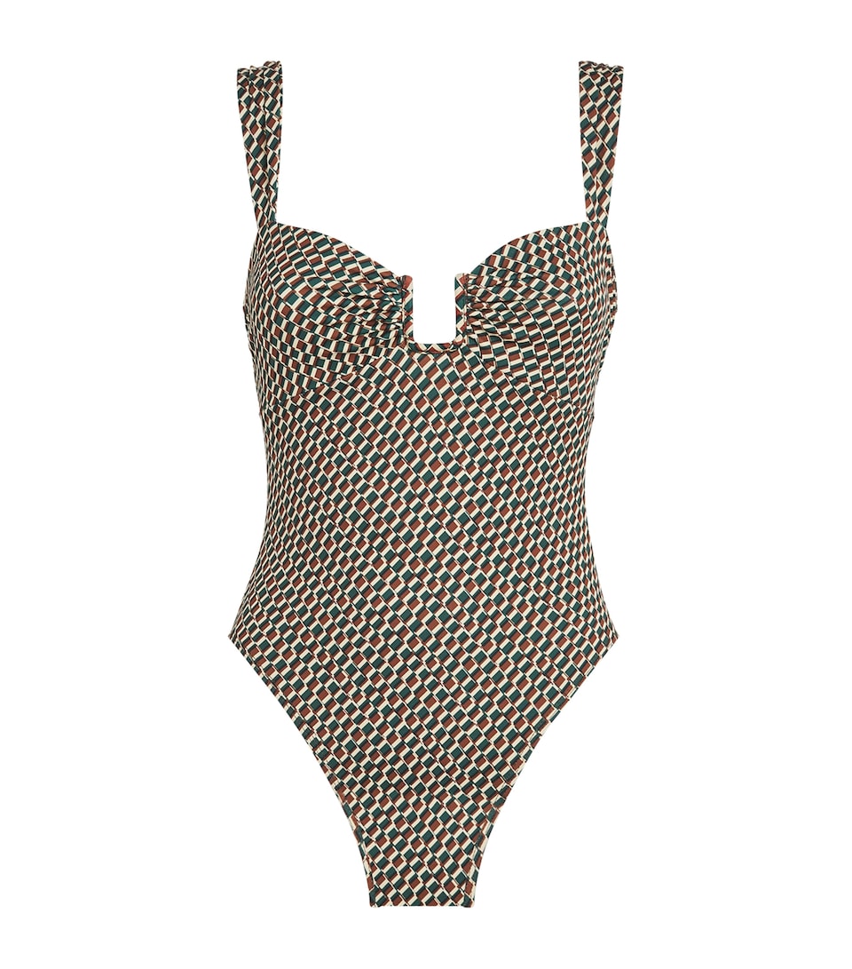 Geometric Print High-Leg Cannes Swimsuit