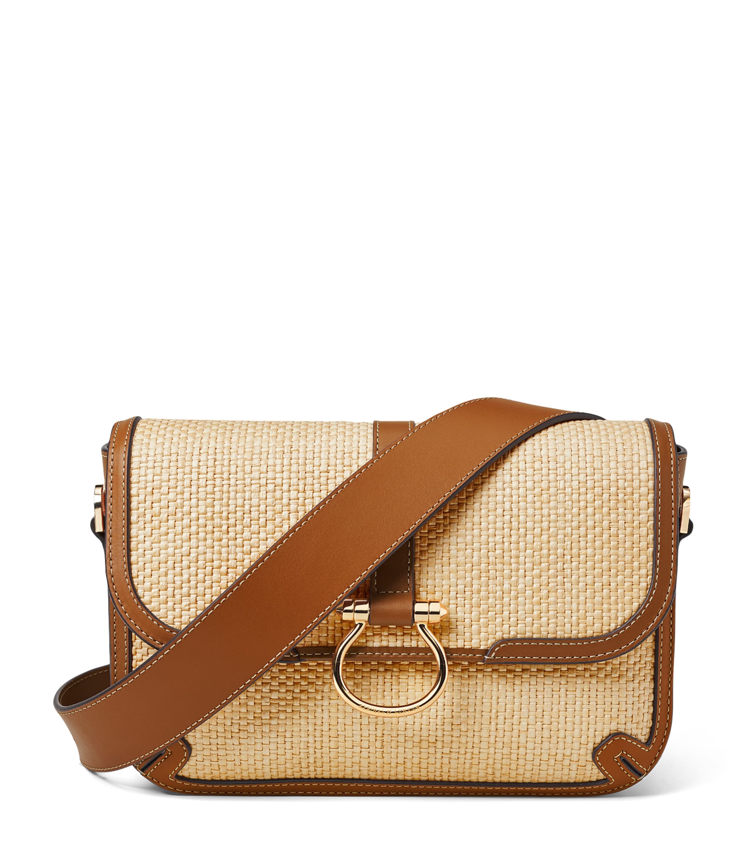Raffia Leather Resort Cross-Body Bag