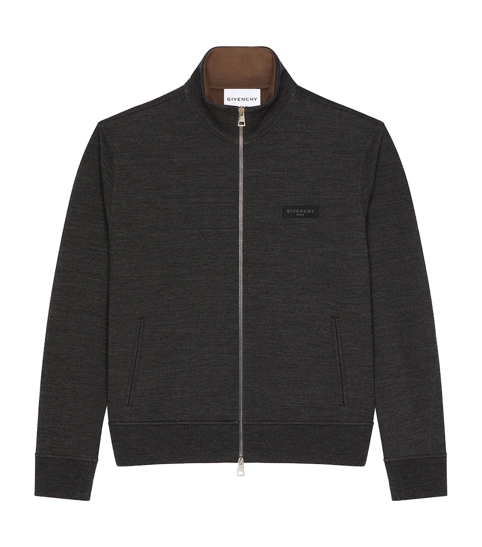 Givenchy Mens Wool Zip-Up Sweater Grey/brown