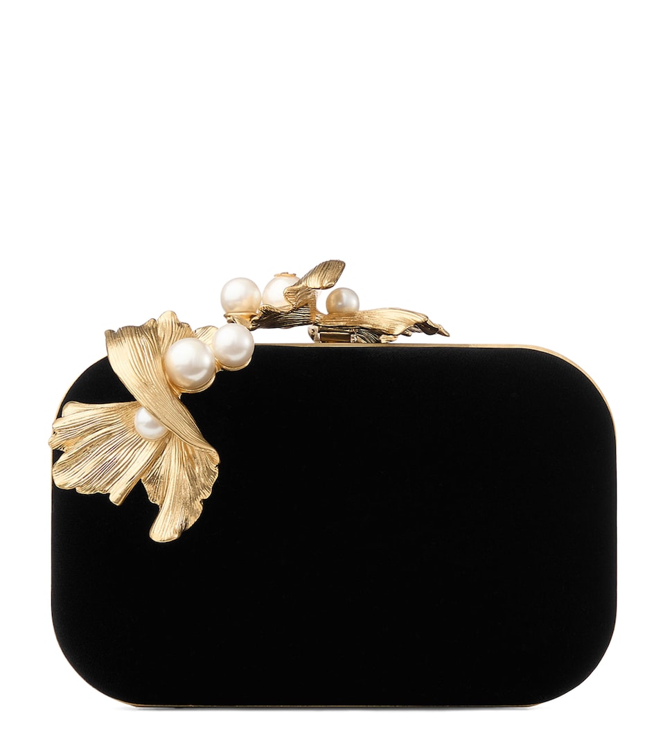 Jimmy Choo Cloud Velvet Clutch Bag Black/gold