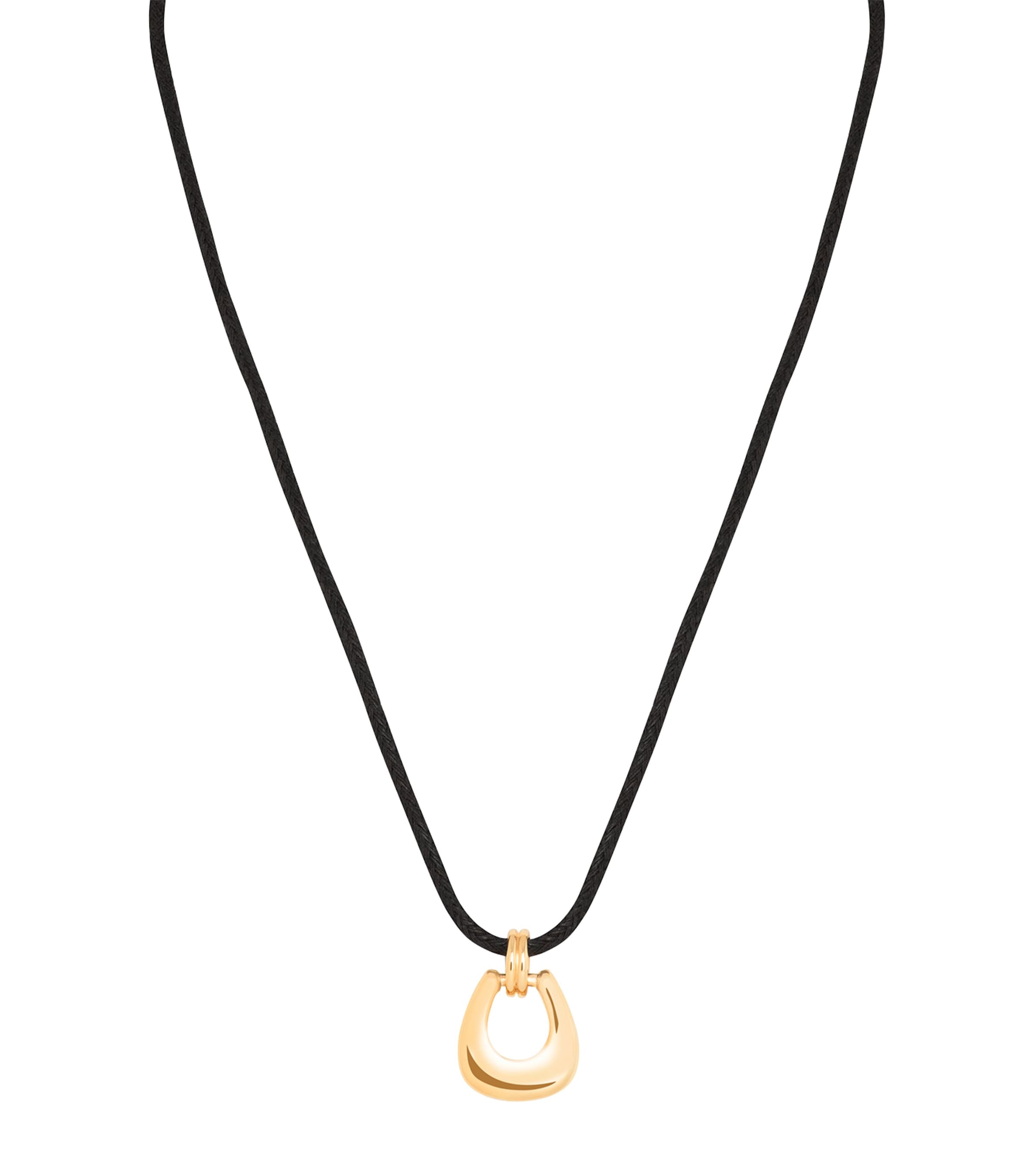 Corded Yellow Gold Horseshoe Pendant Necklace