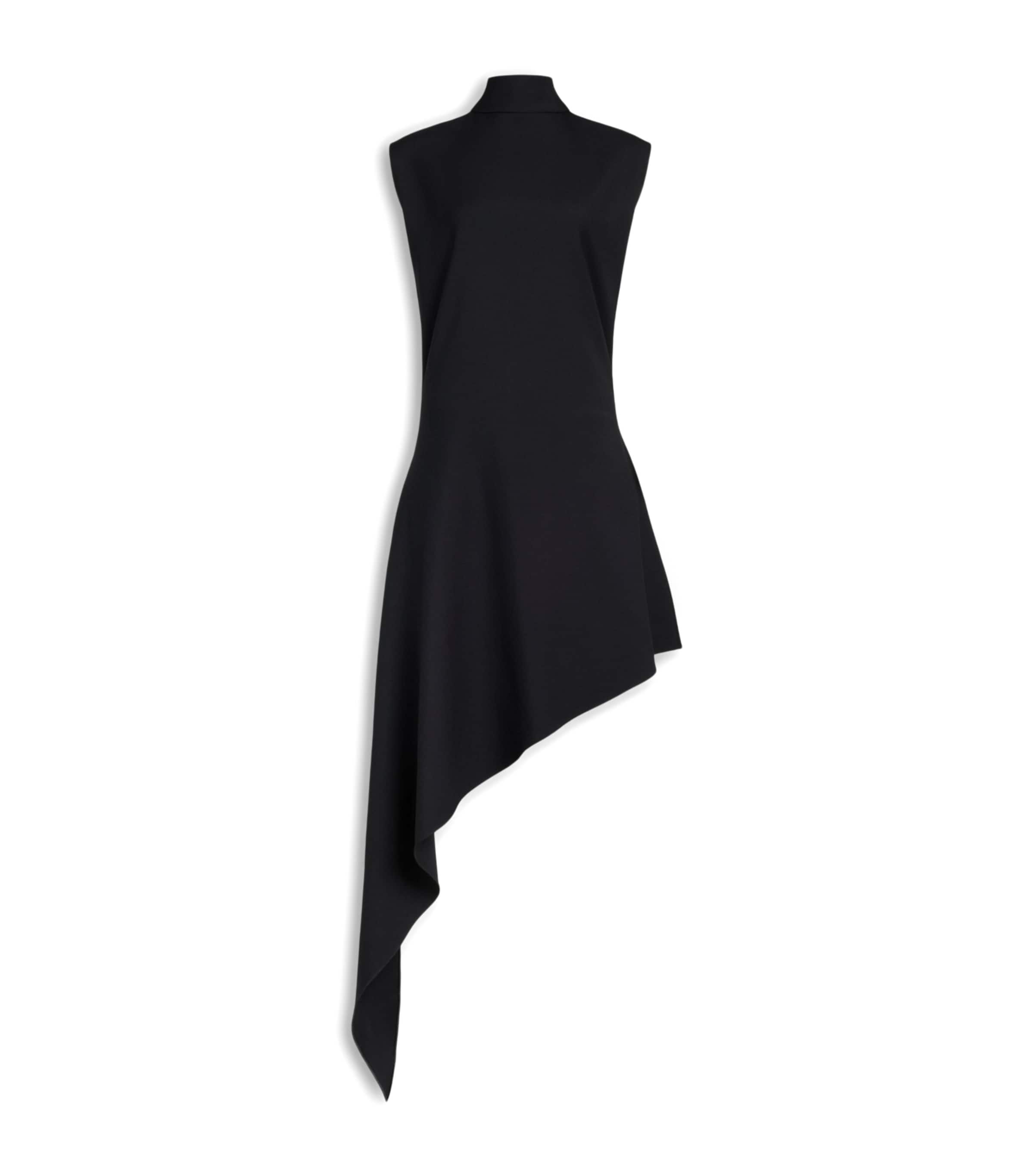 Alaïa Womens Wool Asymmetric Mini Dress Noir Alaia
