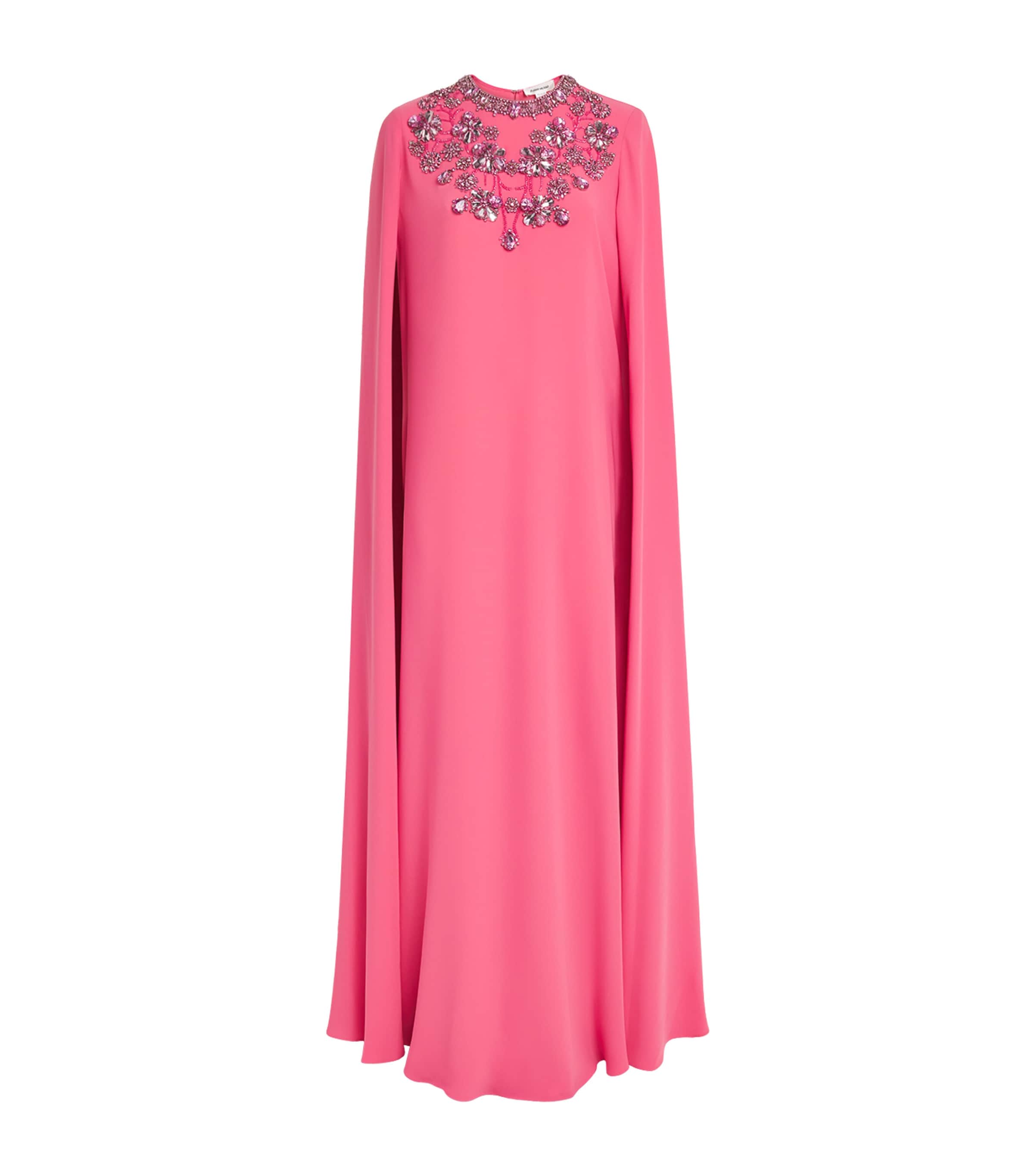 Zuhair Murad Womens Cady Embellished Cape Gown Pink Flambe