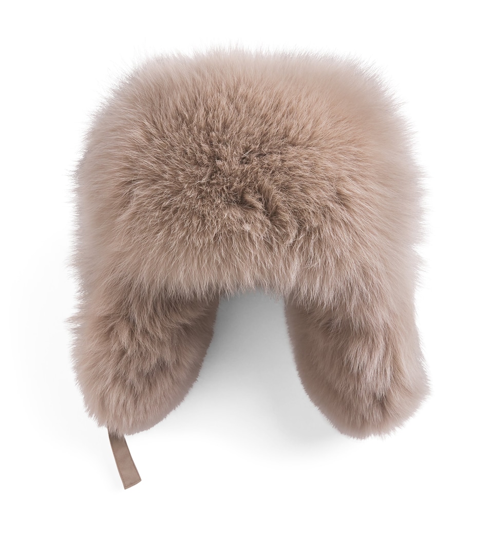 Yves Salomon Down Fur-Trim Chapka Hat