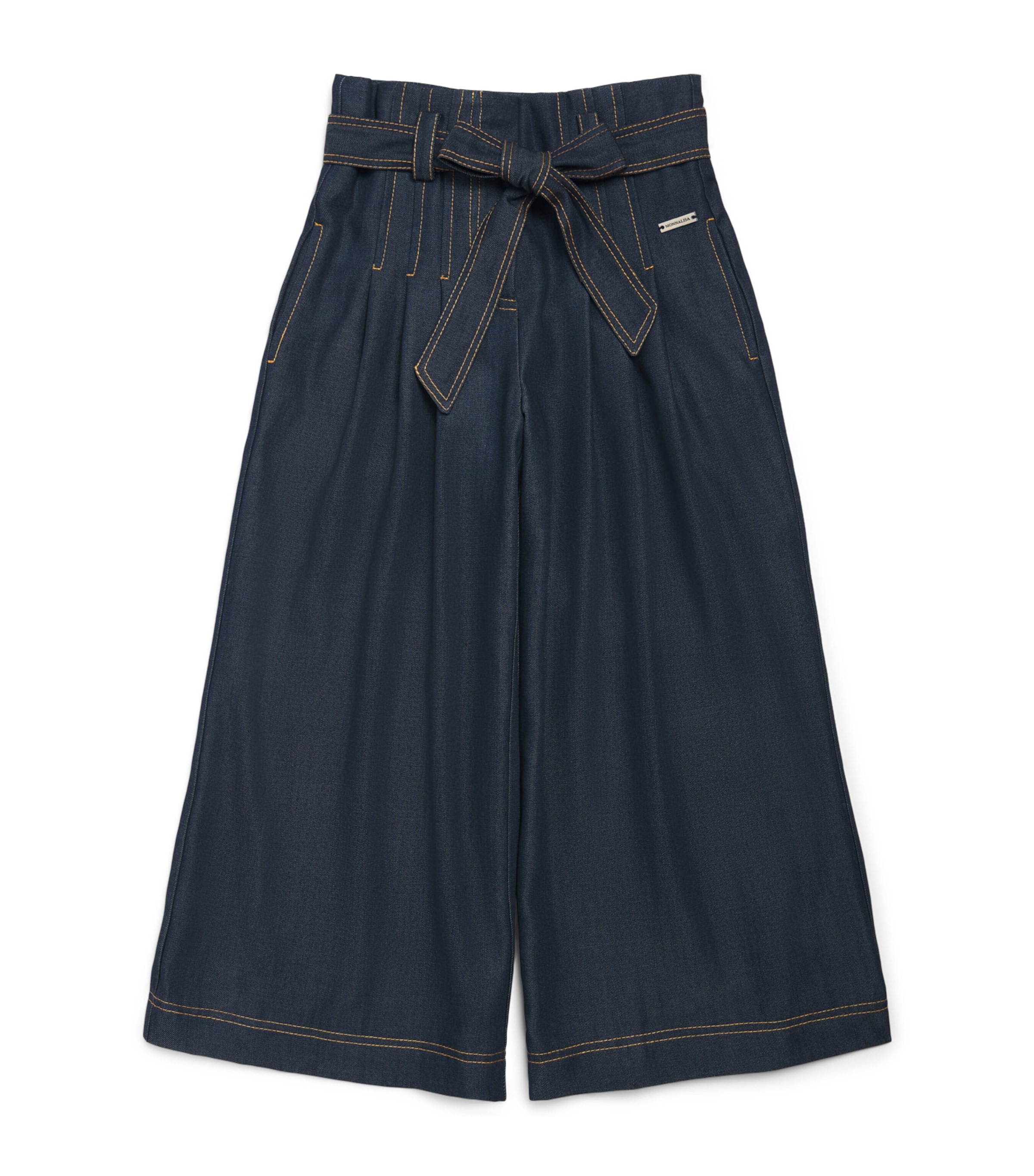 Monnalisa Denim Bow-Belt Trousers (2-10 Years) Dark Stone Denim