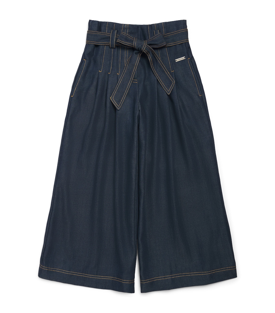 Monnalisa Denim Bow-Belt Trousers (2-10 Years) Dark Stone Denim