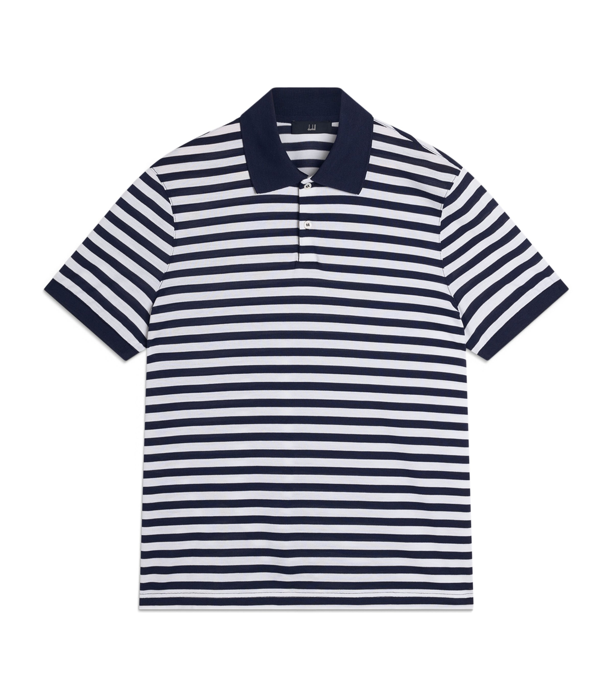 Dunhill Mens Mulberry Silk-Cotton Polo Shirt Navy