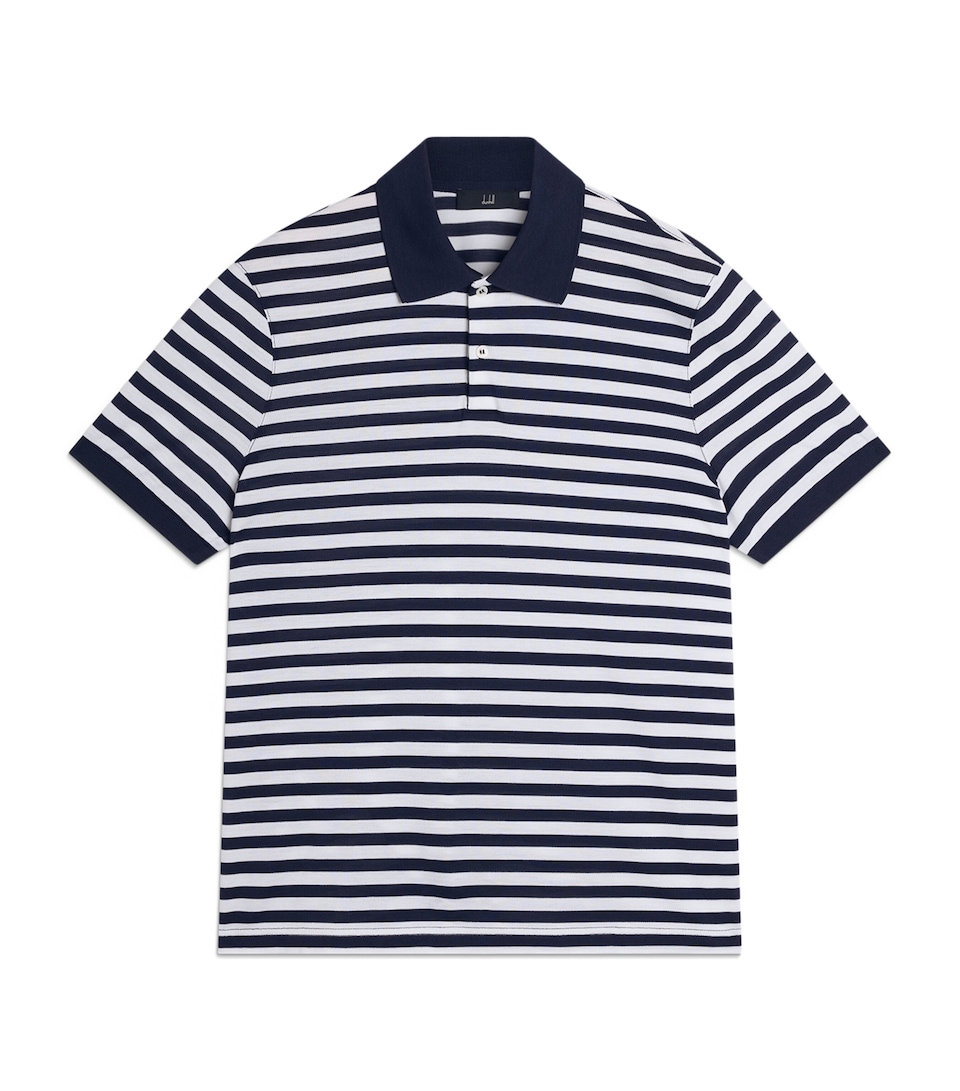 Dunhill Mens Mulberry Silk-Cotton Polo Shirt Navy