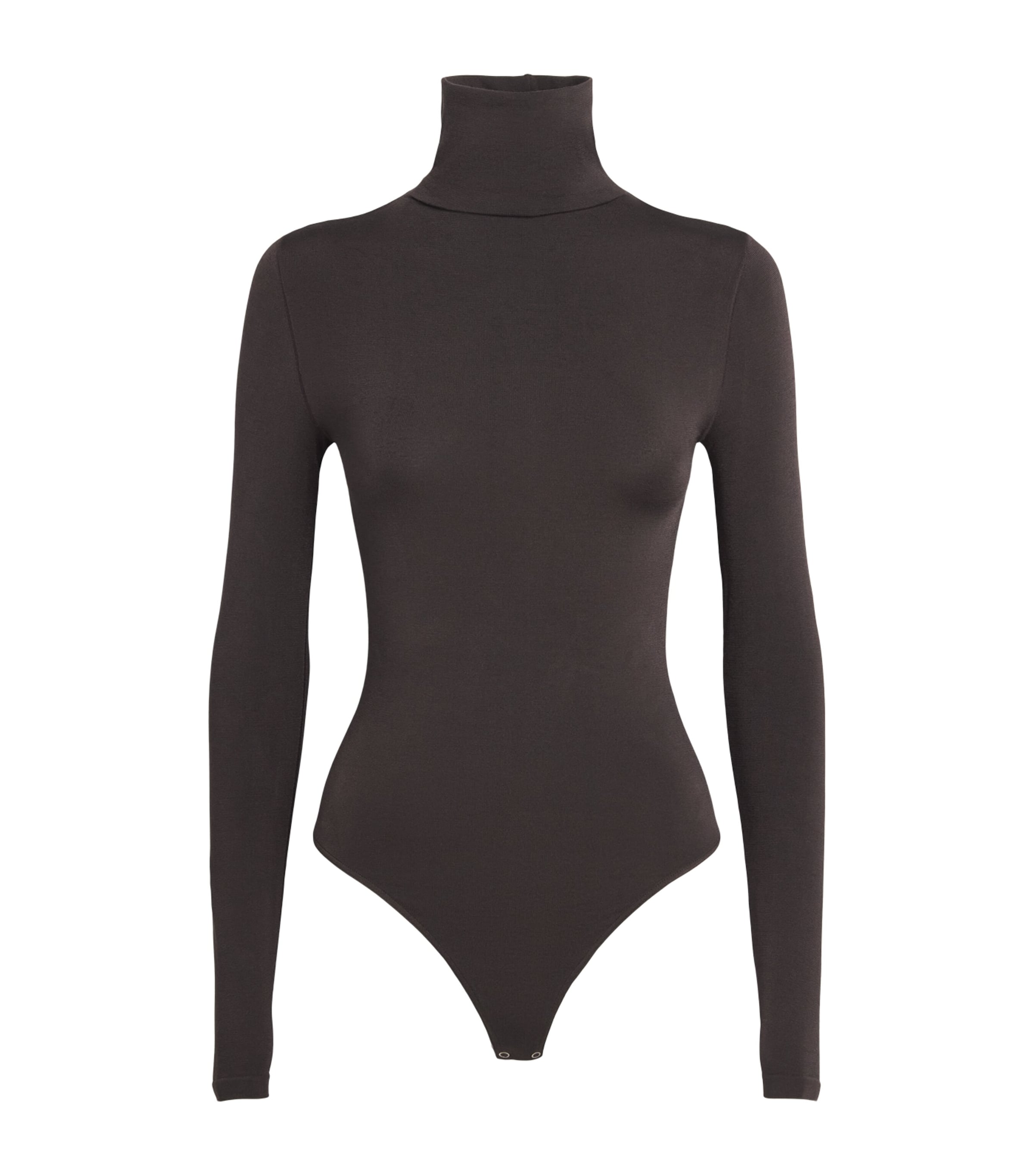 Wolford Womens Rollneck Colorado Bodysuit Dark Wood