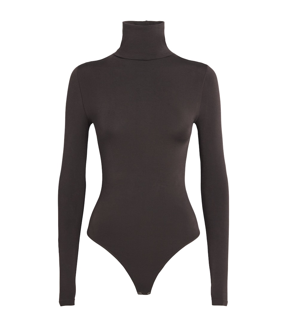 Wolford Womens Rollneck Colorado Bodysuit Dark Wood