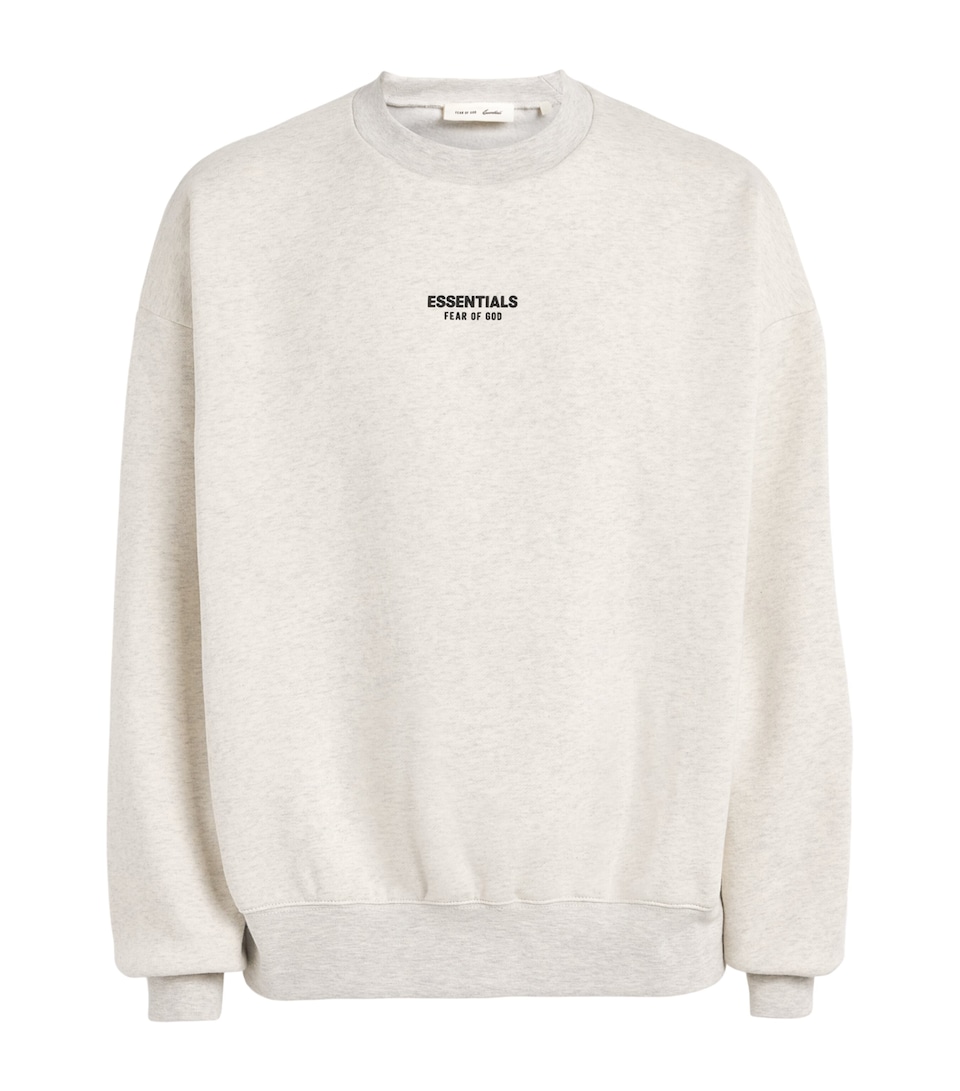 FEAR OF GOD ESSENTIALS Mens Cotton-Blend Logo Sweatshirt Oatmeal