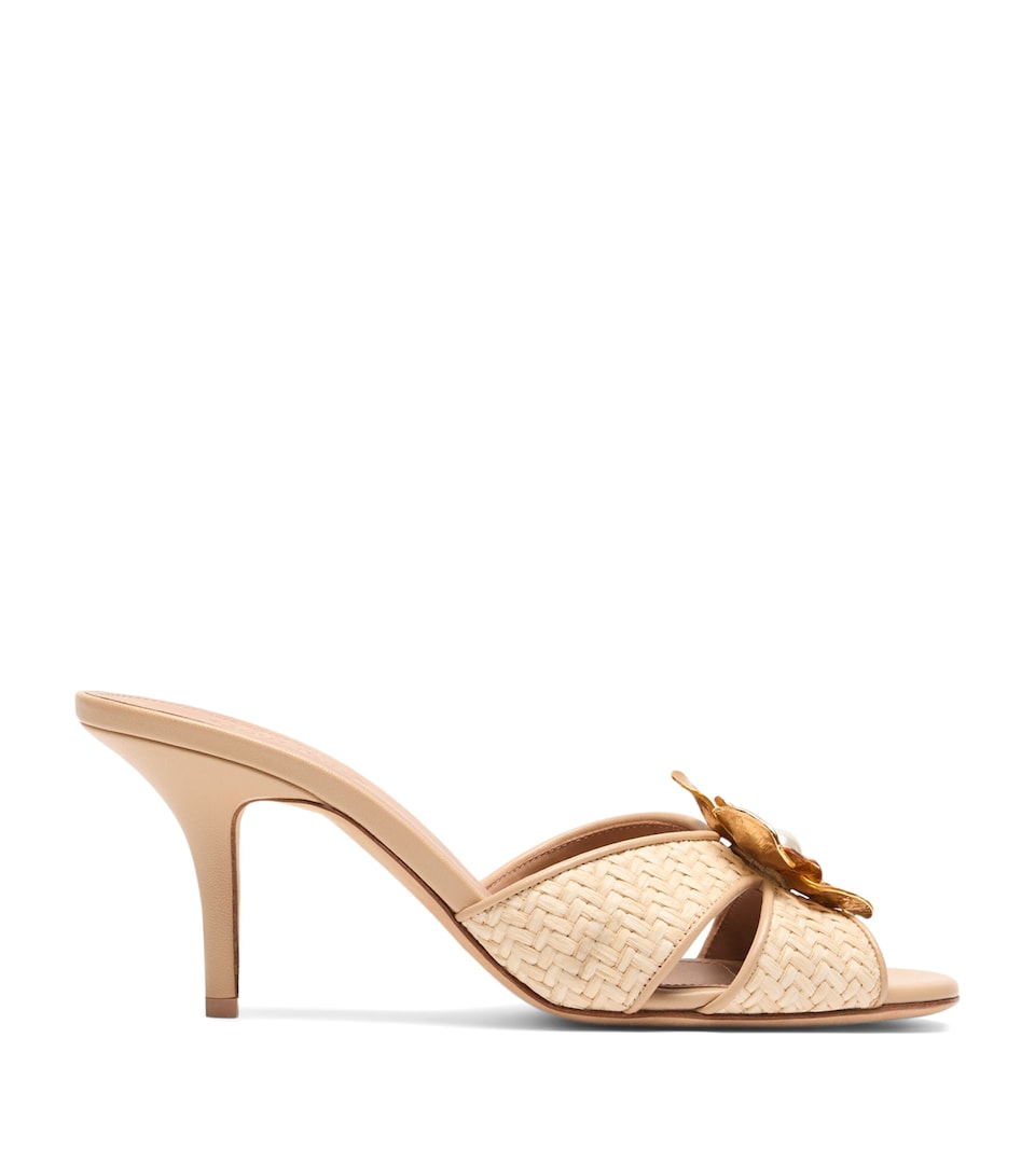 Raffia and Leather Suri Heeled Sandals 70