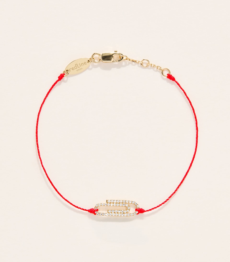 Redline Yellow Gold and Diamond Trombone Bracelet Red