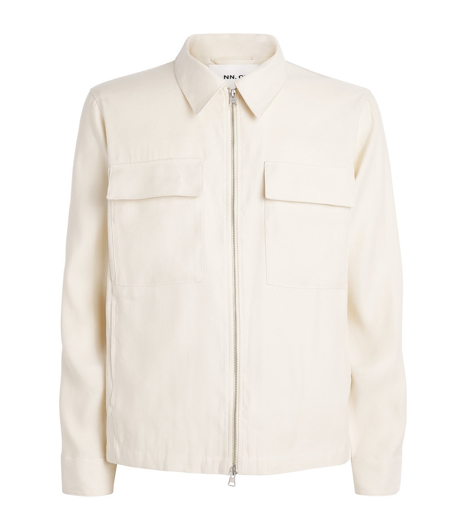 Viscose-Linen Zip-Up Overshirt