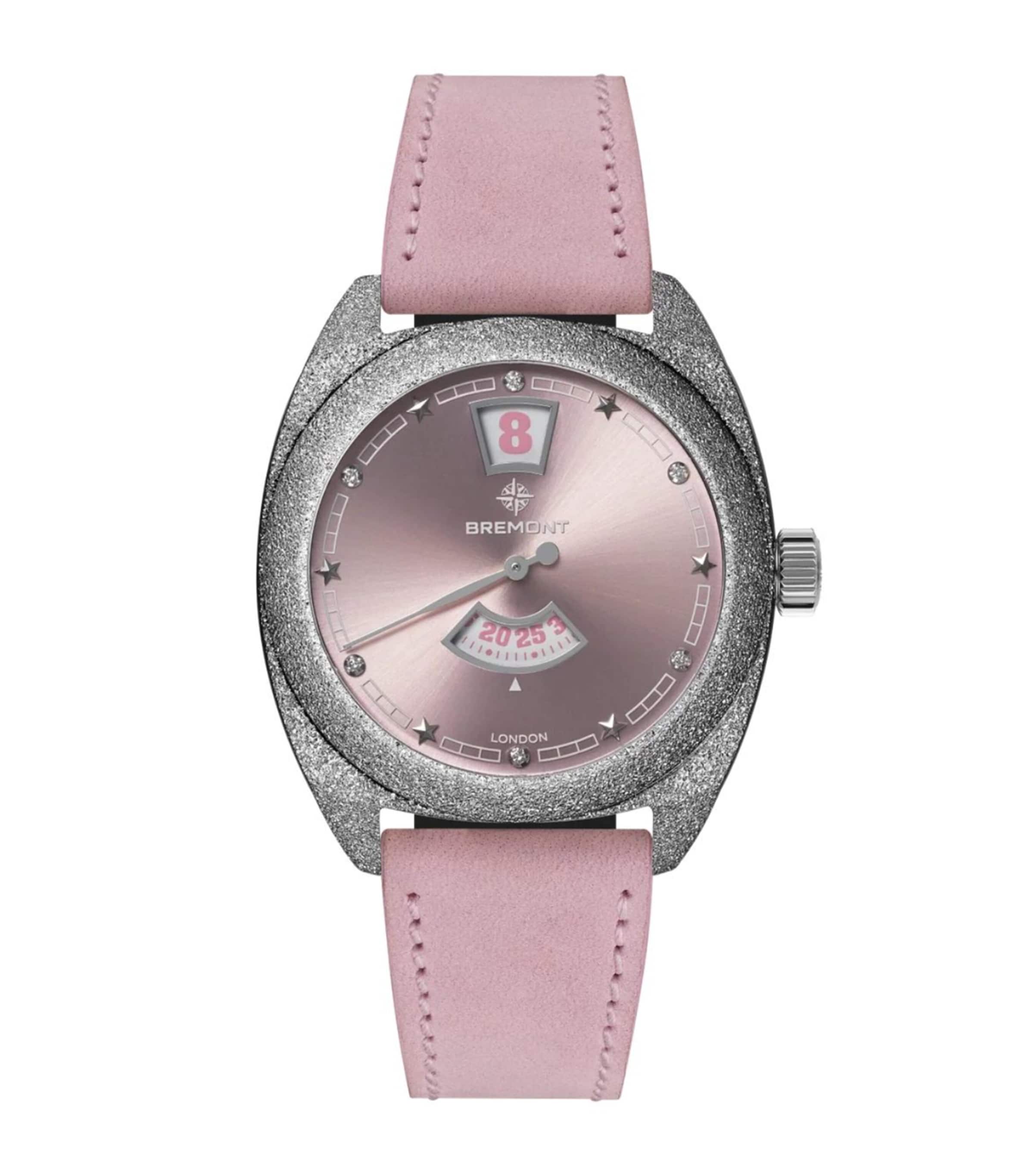 Bremont Stainless Steel Terra Nova Jumping Hour Frosted Watch 35mm Pink