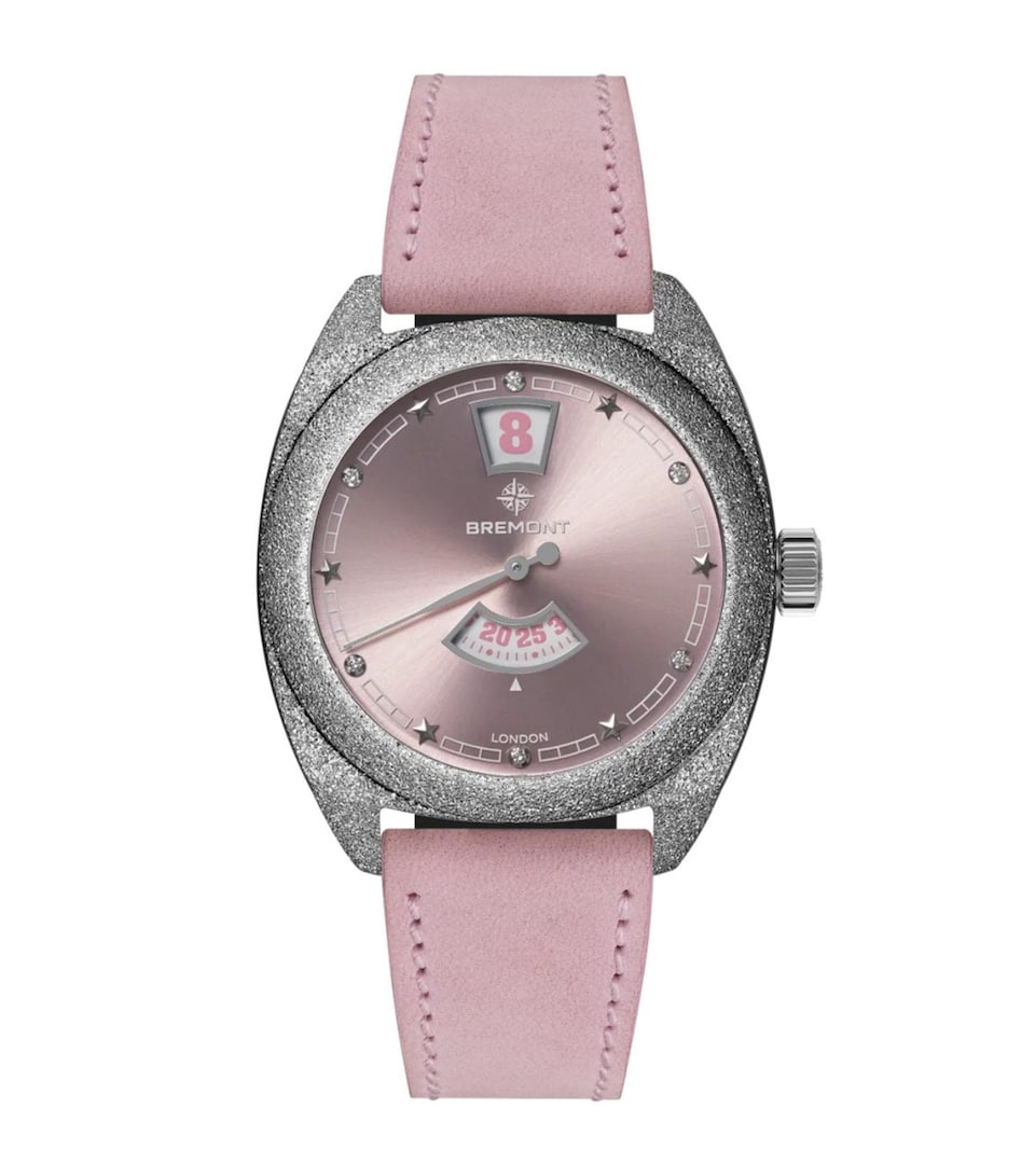 Bremont Stainless Steel Terra Nova Jumping Hour Frosted Watch 35mm Pink