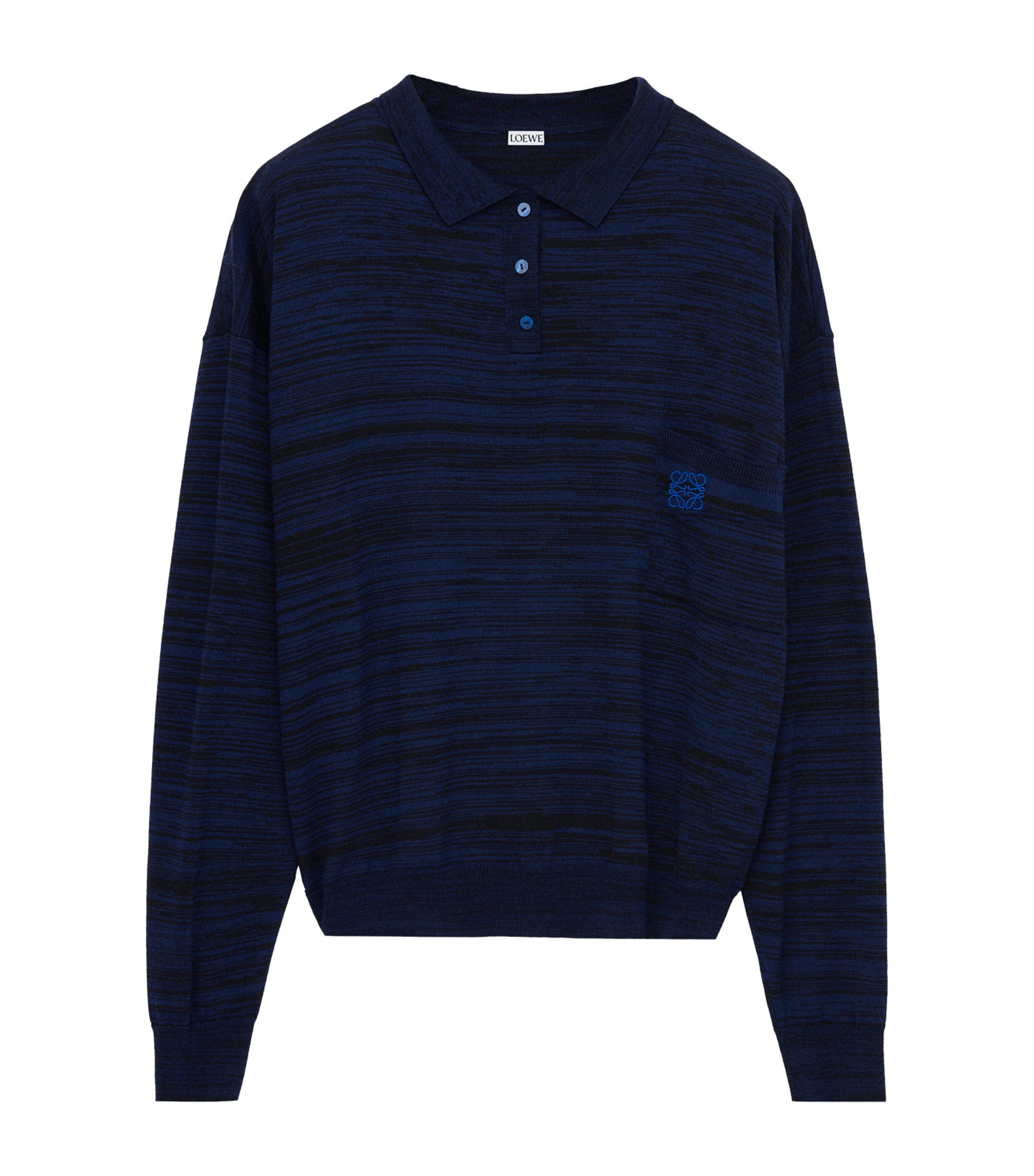 Stretch-Wool Anagram Polo Sweater