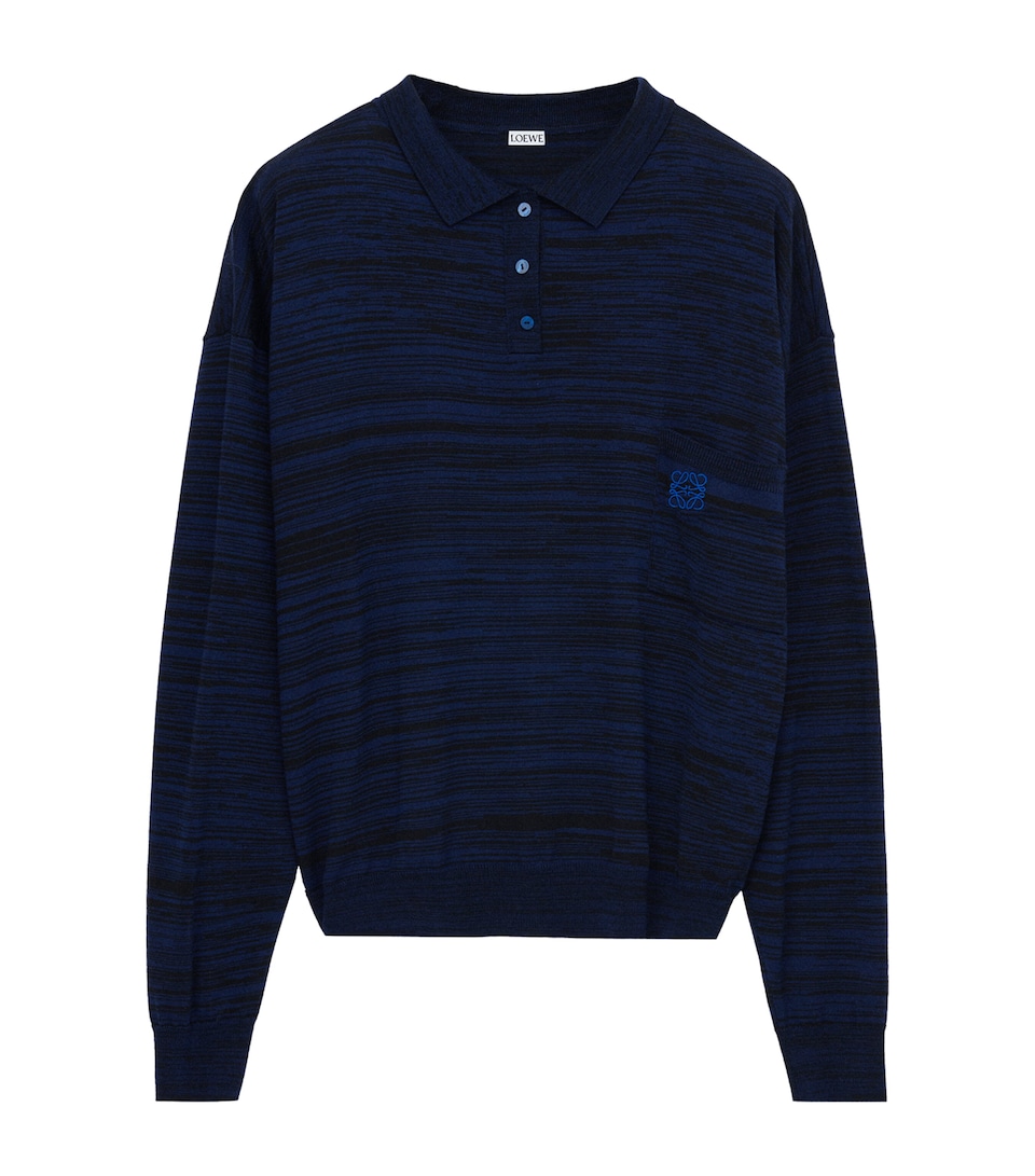 Stretch-Wool Anagram Polo Sweater
