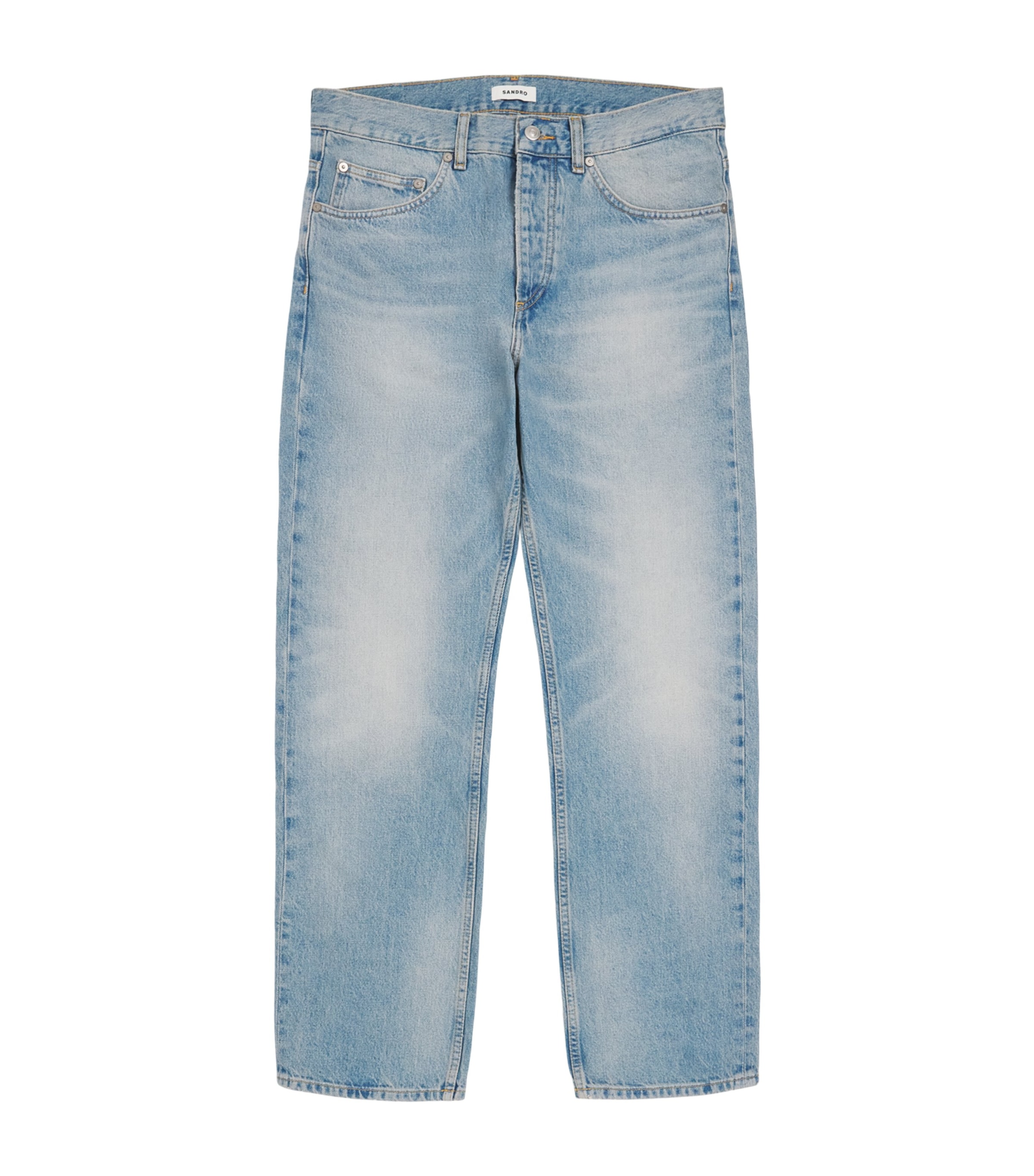 Sandro Paris Mens Straight Jeans Light Blue Denim